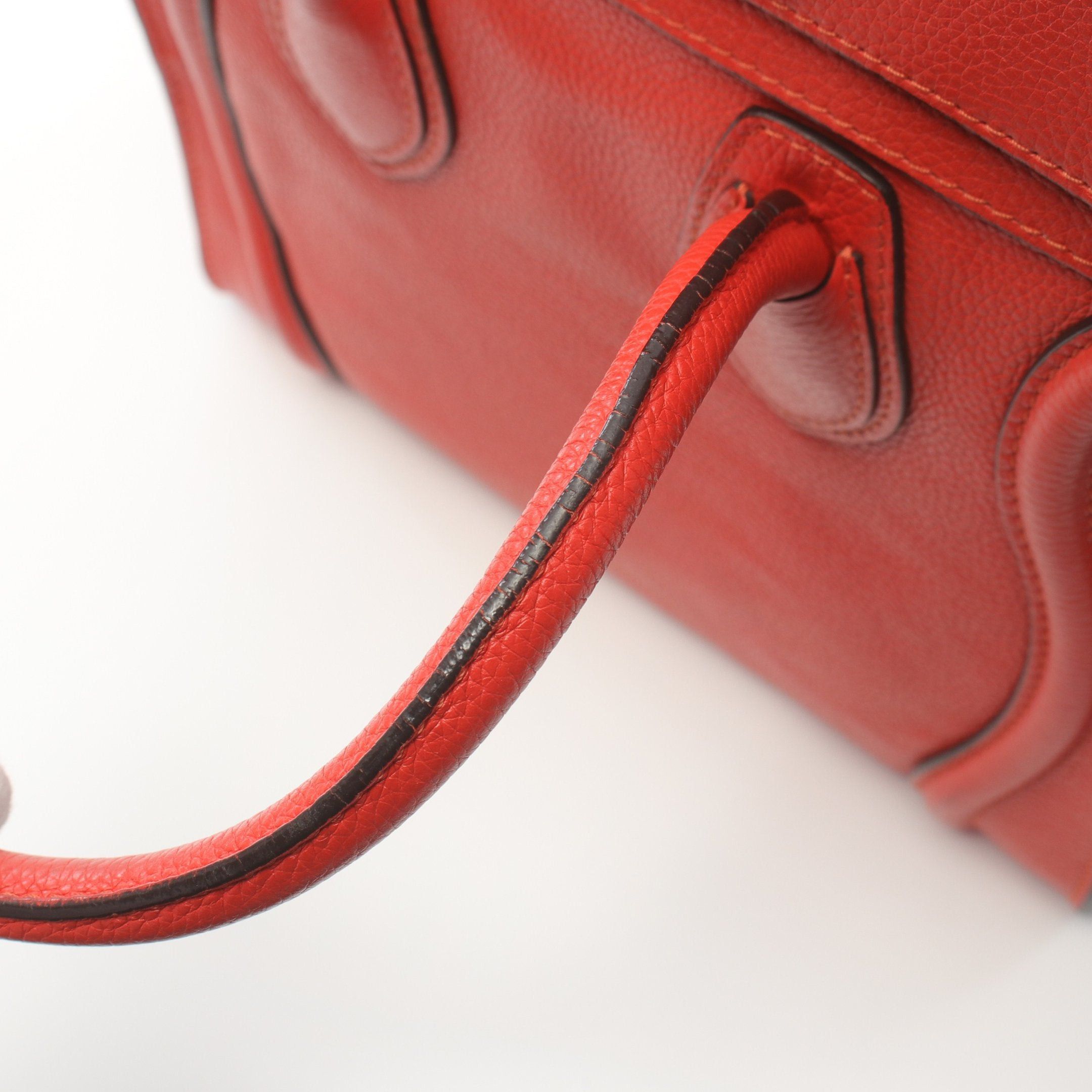 Celine Celine Luggage Micro Shopper Handbag Tote Bag Leather Orange Red Size ONE SIZE - 7 Thumbnail