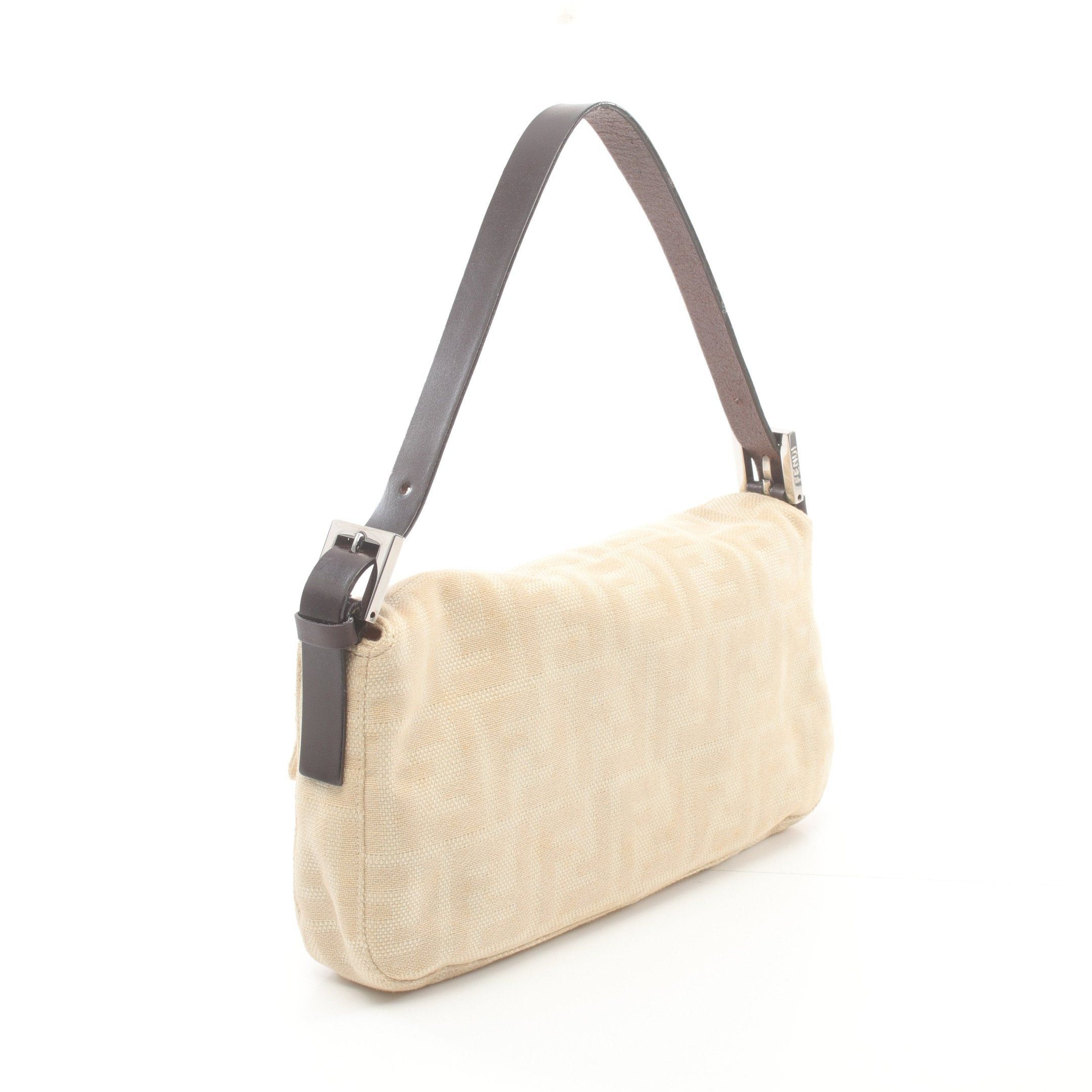 Fendi Fendi Mamma Bucket Handbag Canvas Leather Beige Dark Brown Size ONE SIZE - 2 Thumbnail