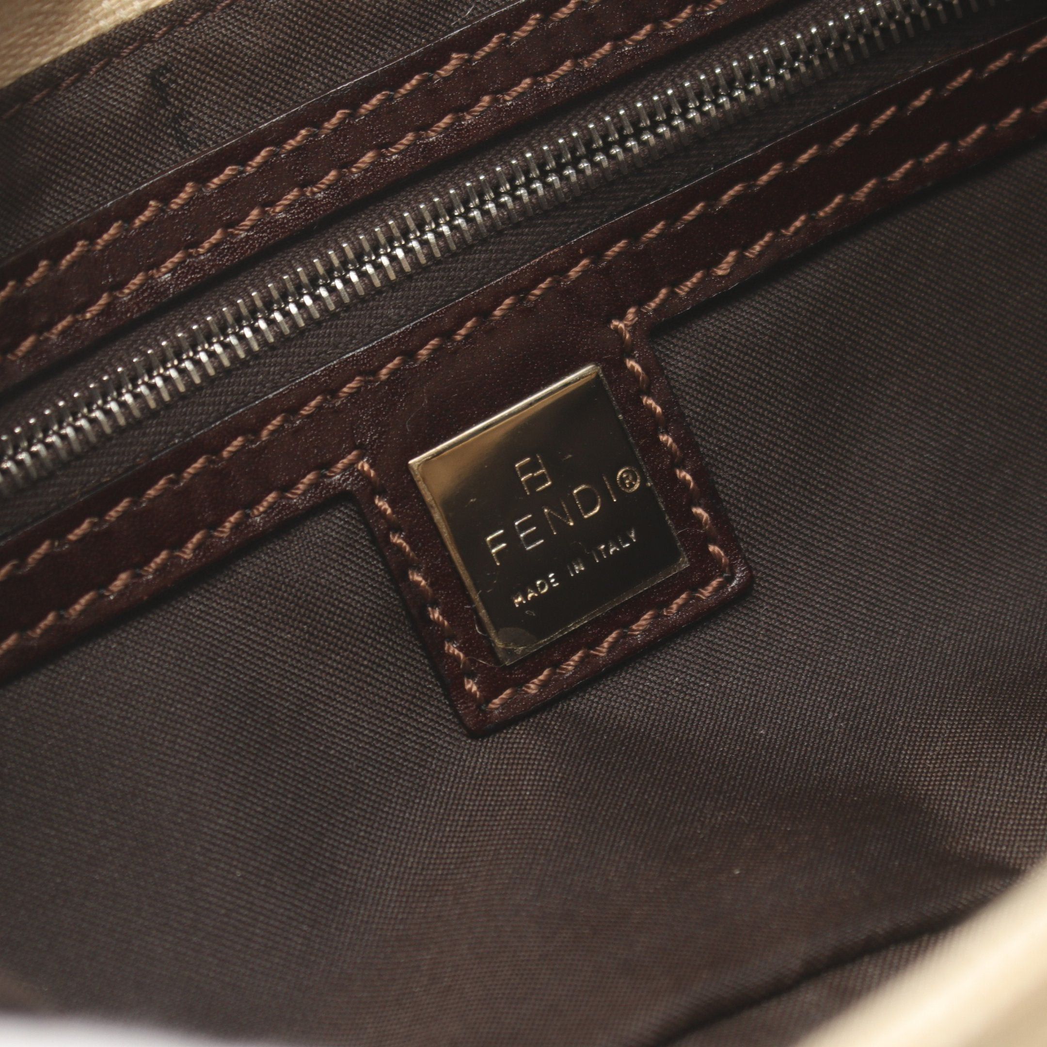 Fendi Fendi Mamma Bucket Handbag Canvas Leather Beige Dark Brown Size ONE SIZE - 4 Thumbnail