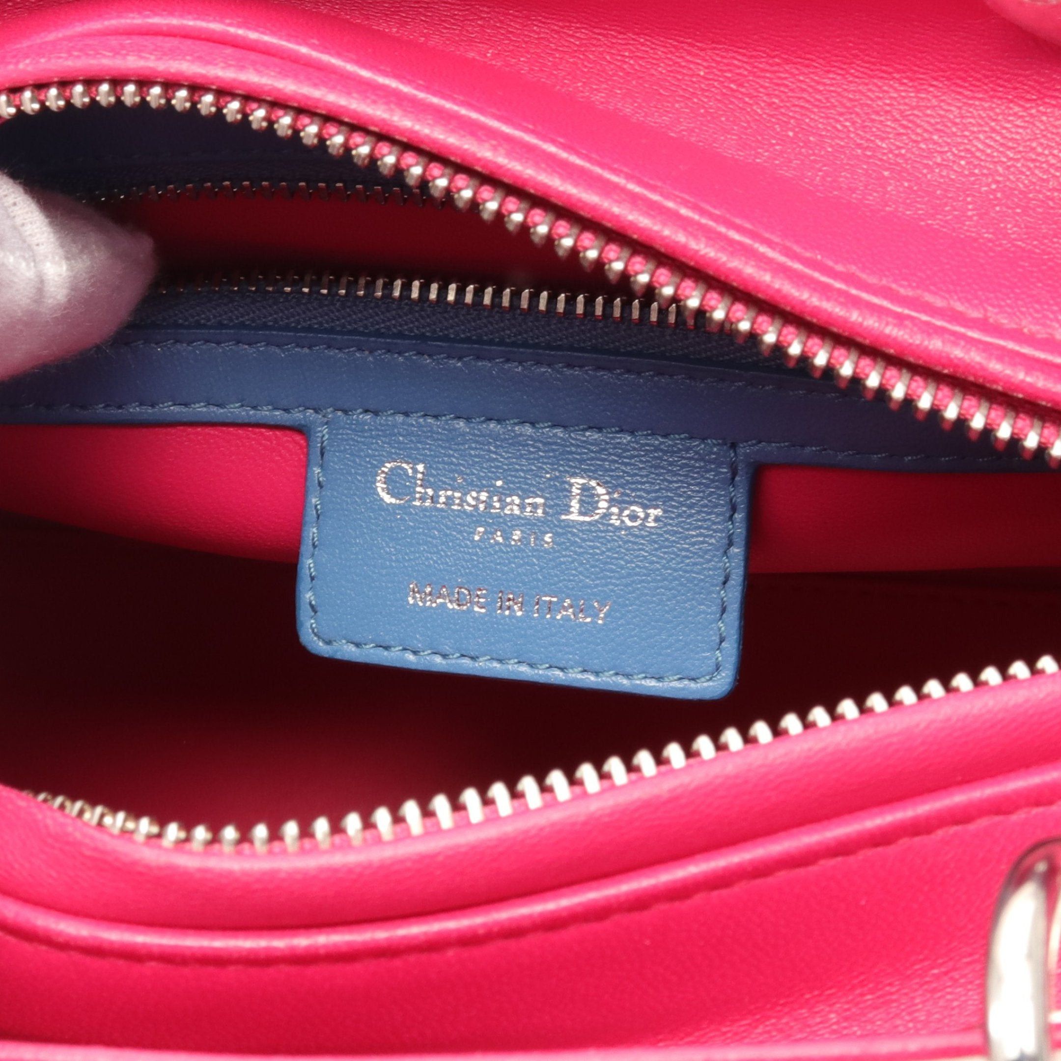 Dior Dior Lady Dior Canage Handbag Leather Ivory Pink Purple Blue Size ONE SIZE - 4 Thumbnail