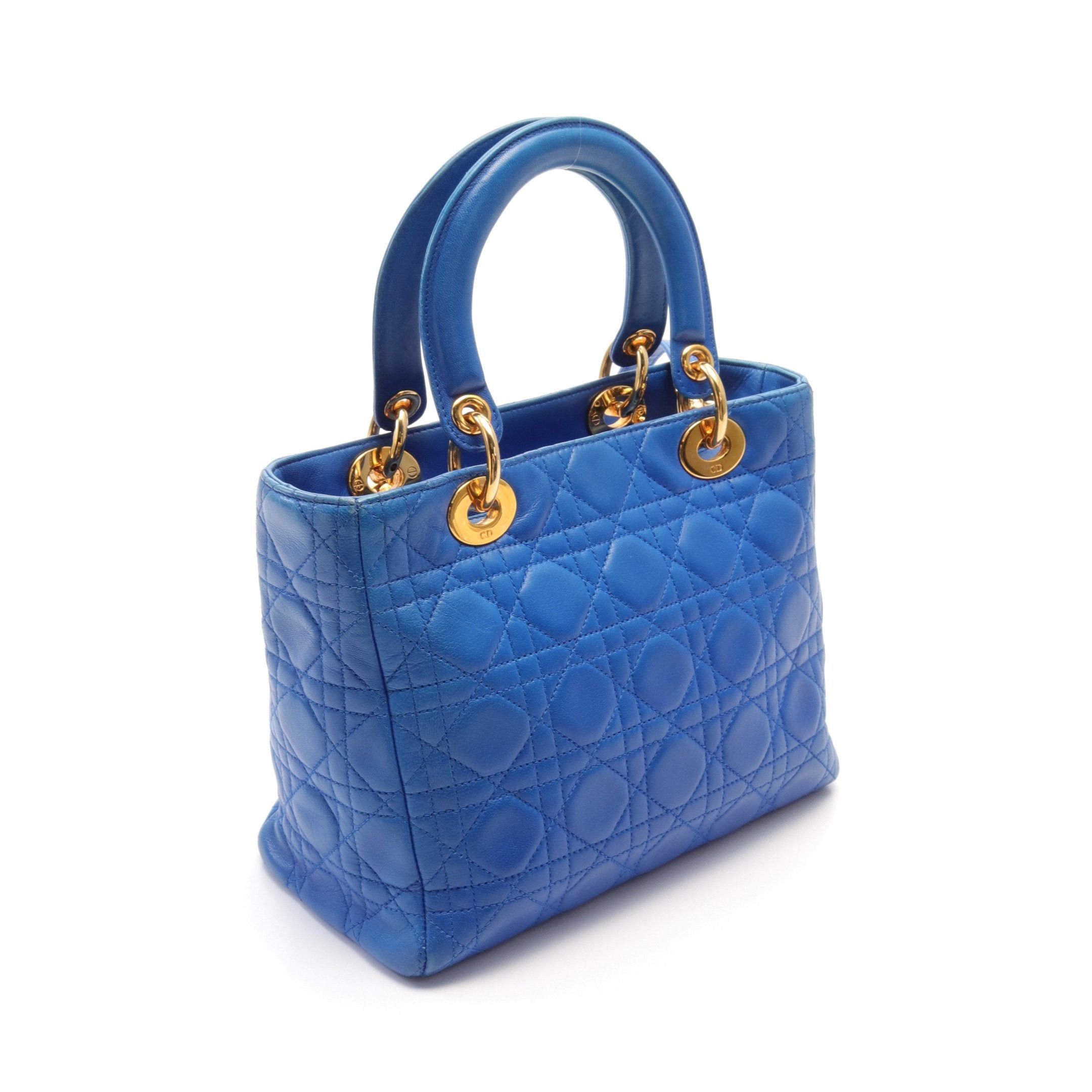Dior Dior Lady Dior Canage Handbag Leather Blue Size ONE SIZE - 2 Thumbnail