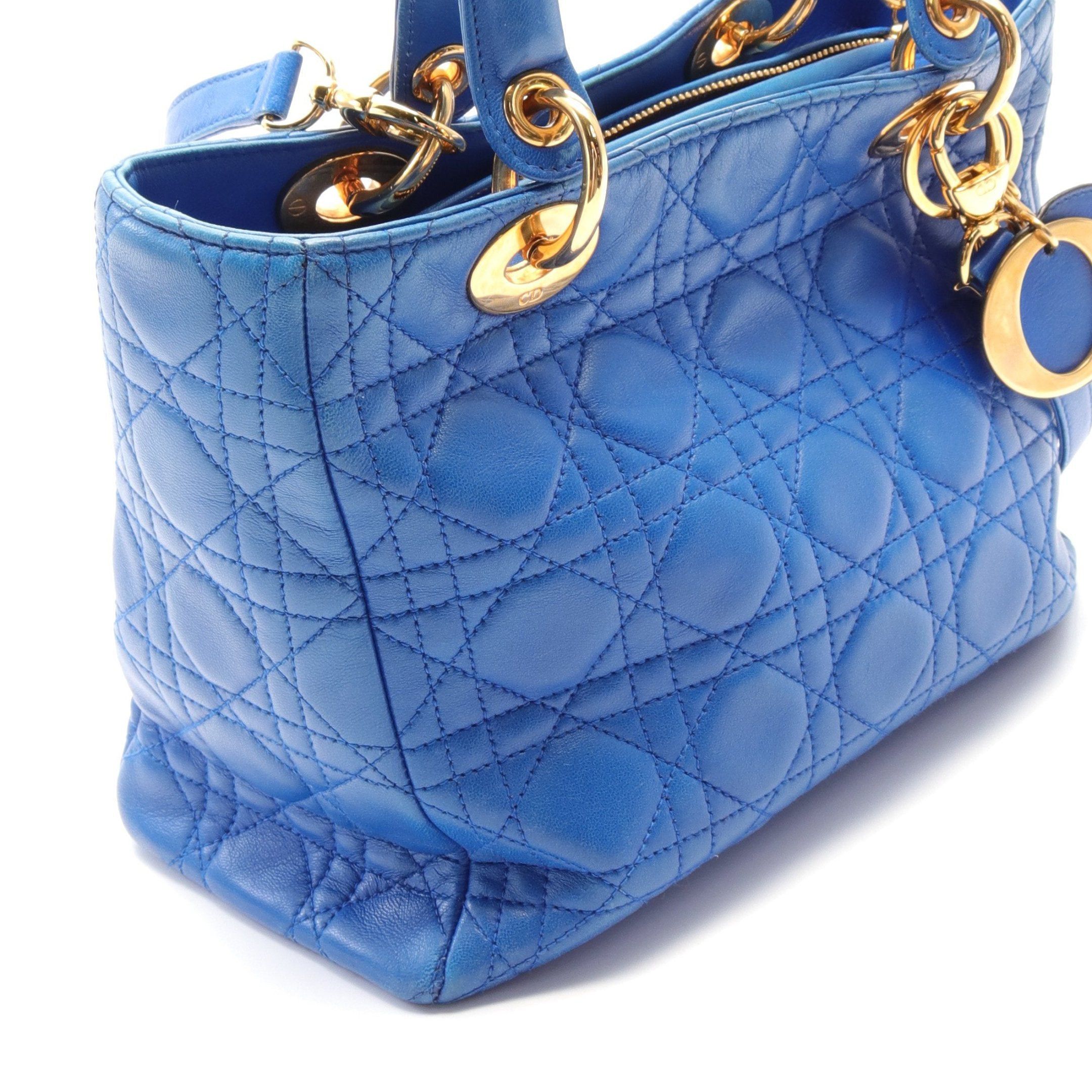 Dior Dior Lady Dior Canage Handbag Leather Blue Size ONE SIZE - 6 Thumbnail