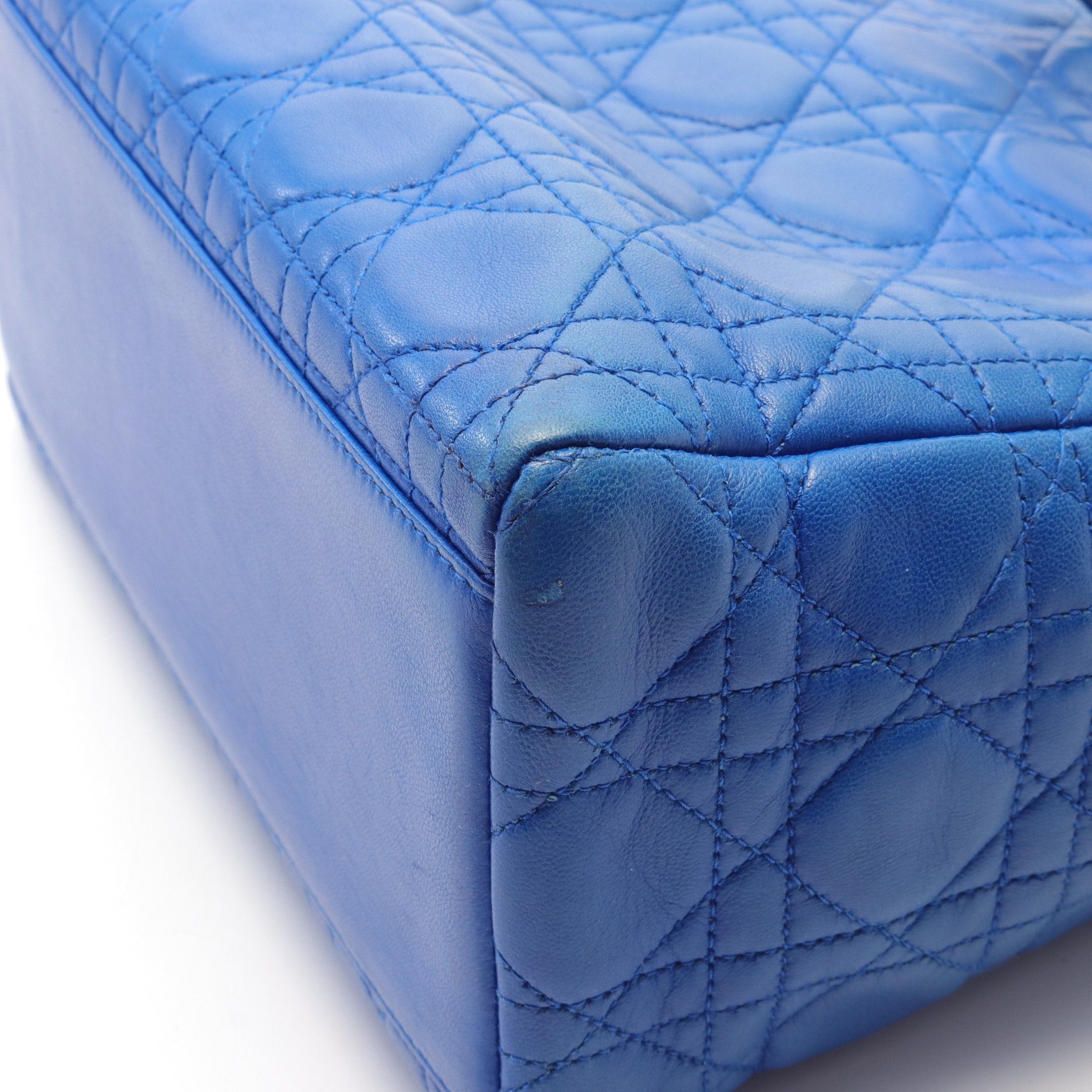 Dior Dior Lady Dior Canage Handbag Leather Blue Size ONE SIZE - 9 Thumbnail