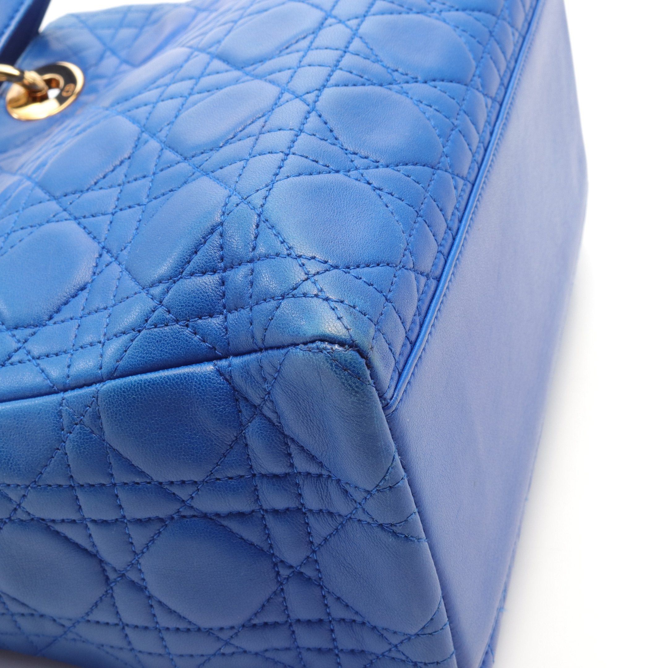 Dior Dior Lady Dior Canage Handbag Leather Blue Size ONE SIZE - 8 Thumbnail