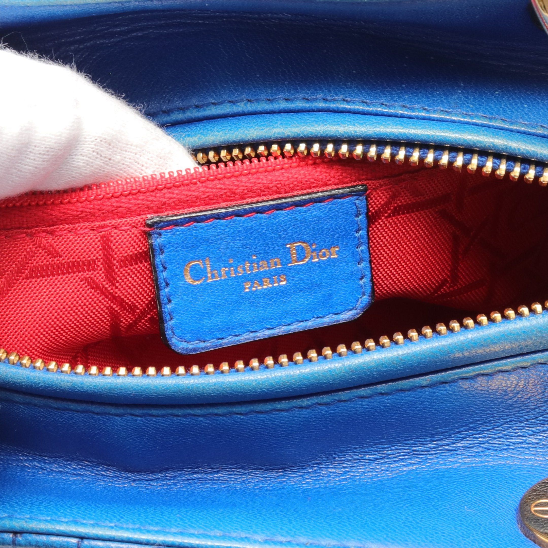 Dior Dior Lady Dior Canage Handbag Leather Blue Size ONE SIZE - 4 Thumbnail