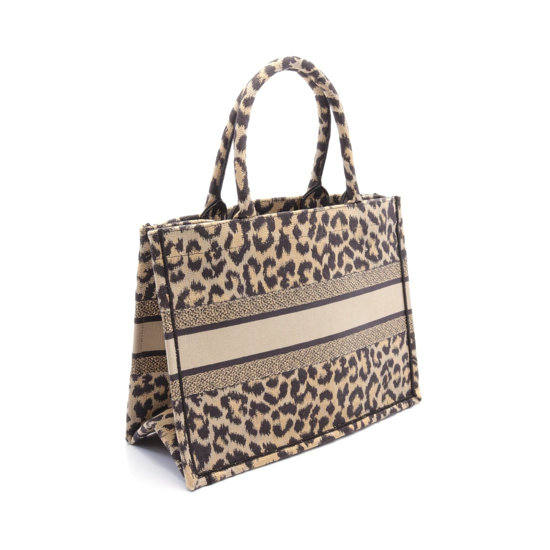 Dior Dior Book Tote Medium Handbag Bag Leopard Canvas Beige Brown Size ONE SIZE - 2 Thumbnail