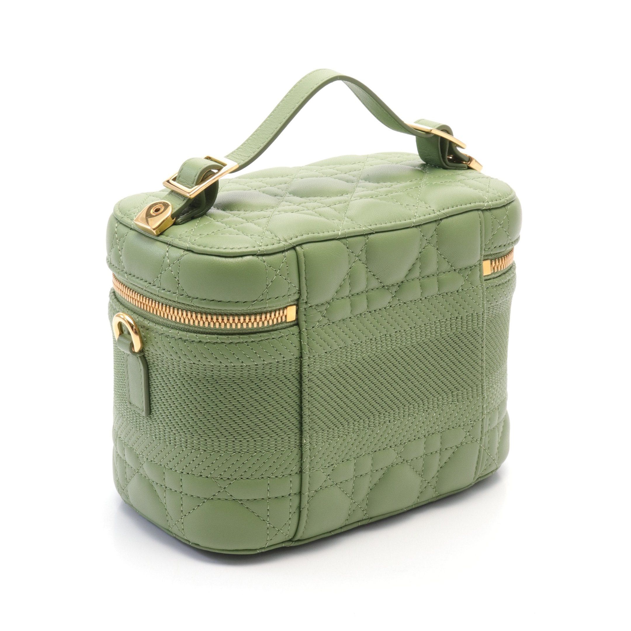 Dior Dior Travel Small Vanity Canage Handbag Bag Leather Green Size ONE SIZE - 2 Thumbnail
