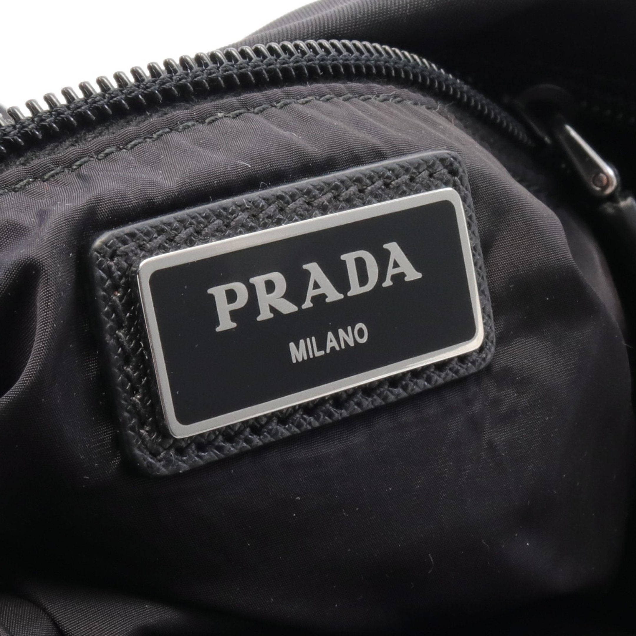 Prada Prada Tessuto Soft Shoulder Bag Nylon Leather Black Blue White Size ONE SIZE - 4 Thumbnail