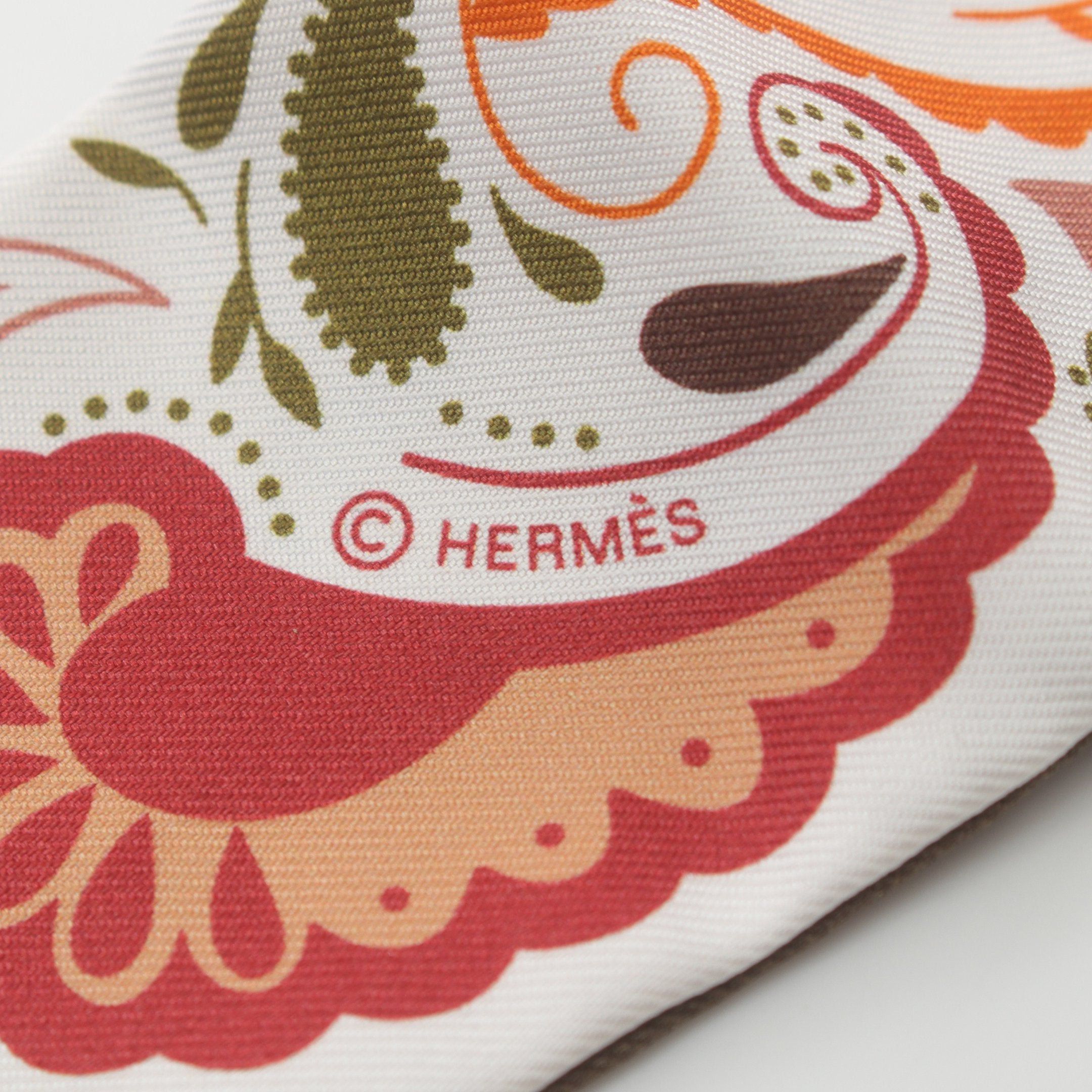 Hermes Hermes Twilly Guepards Bandana Ribbon Scarf Silk White Multicolor Size ONE SIZE - 2 Thumbnail