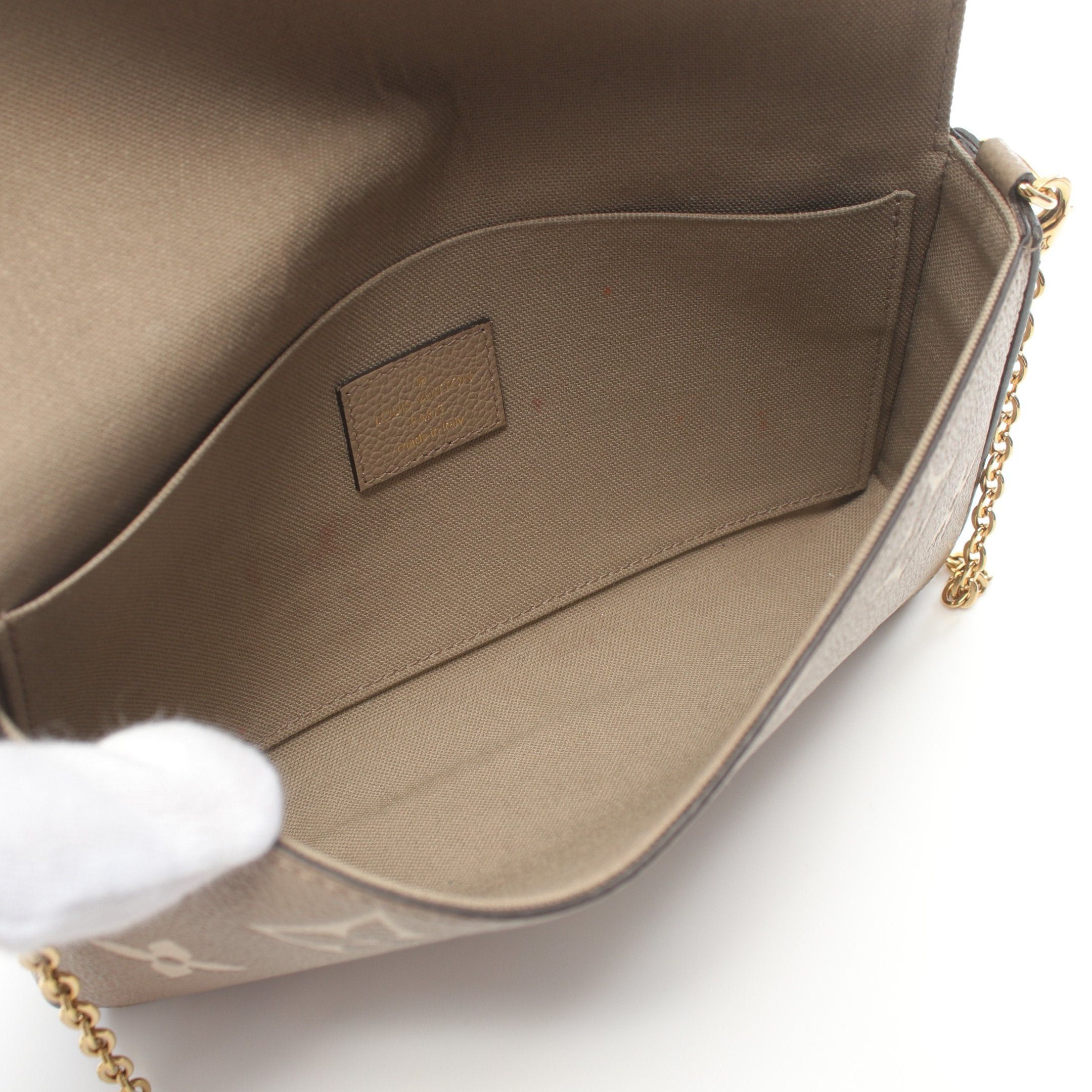 Louis Vuitton Louis Vuitton Pochette Felicie Monogram Amplant Tourterelle/Creme Chain Wallet Leather Gray Beige Size ONE SIZE - 3 Thumbnail