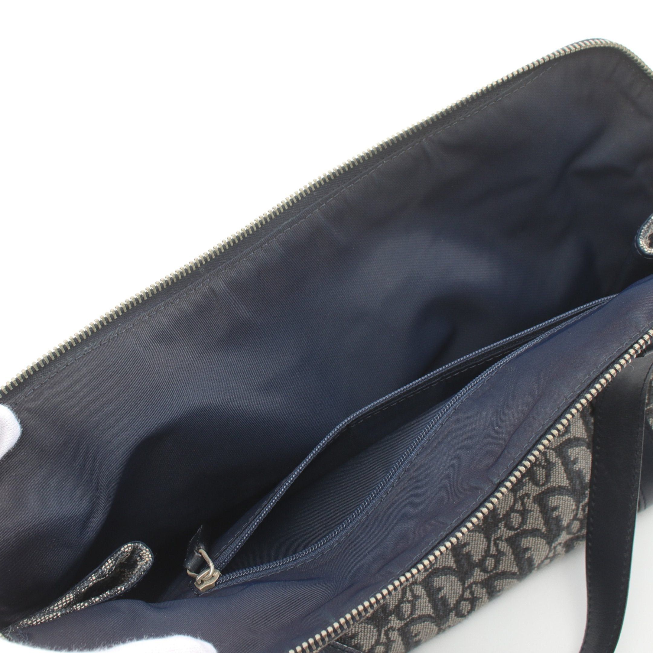 Dior Dior Trotter Handbag Tote Bag Canvas Leather Light Gray Navy Size ONE SIZE - 5 Thumbnail