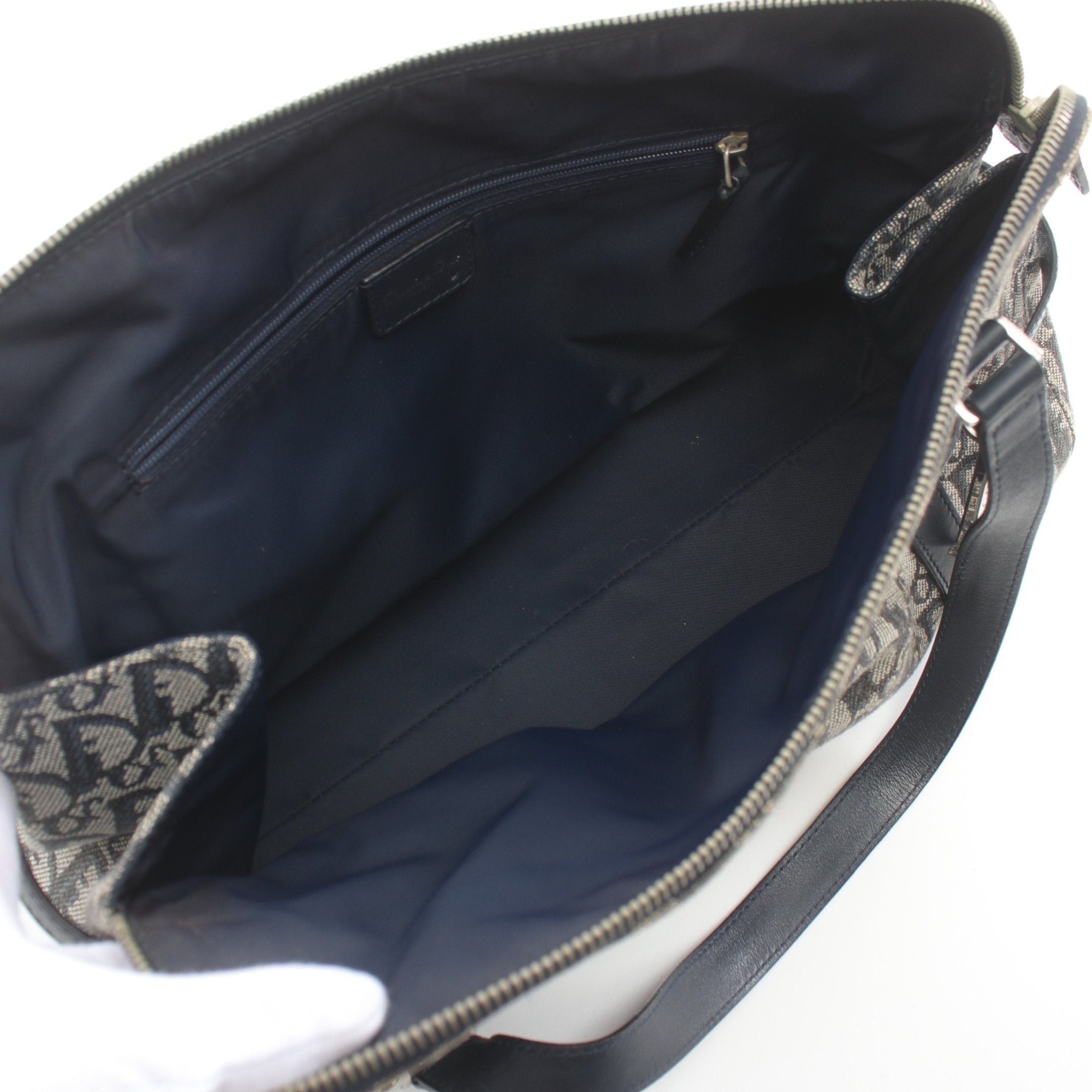Dior Dior Trotter Handbag Tote Bag Canvas Leather Light Gray Navy Size ONE SIZE - 3 Thumbnail