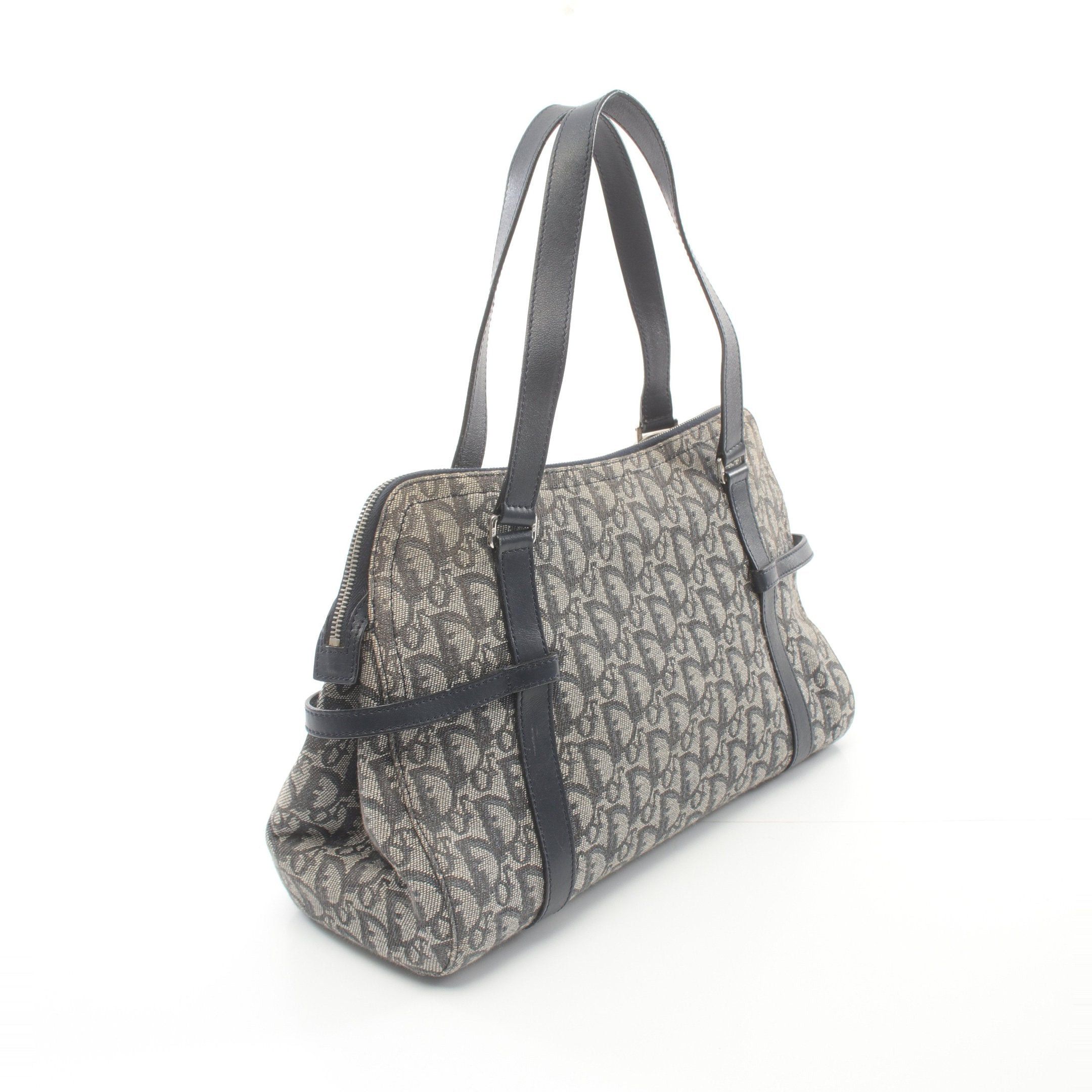 Dior Dior Trotter Handbag Tote Bag Canvas Leather Light Gray Navy Size ONE SIZE - 2 Thumbnail