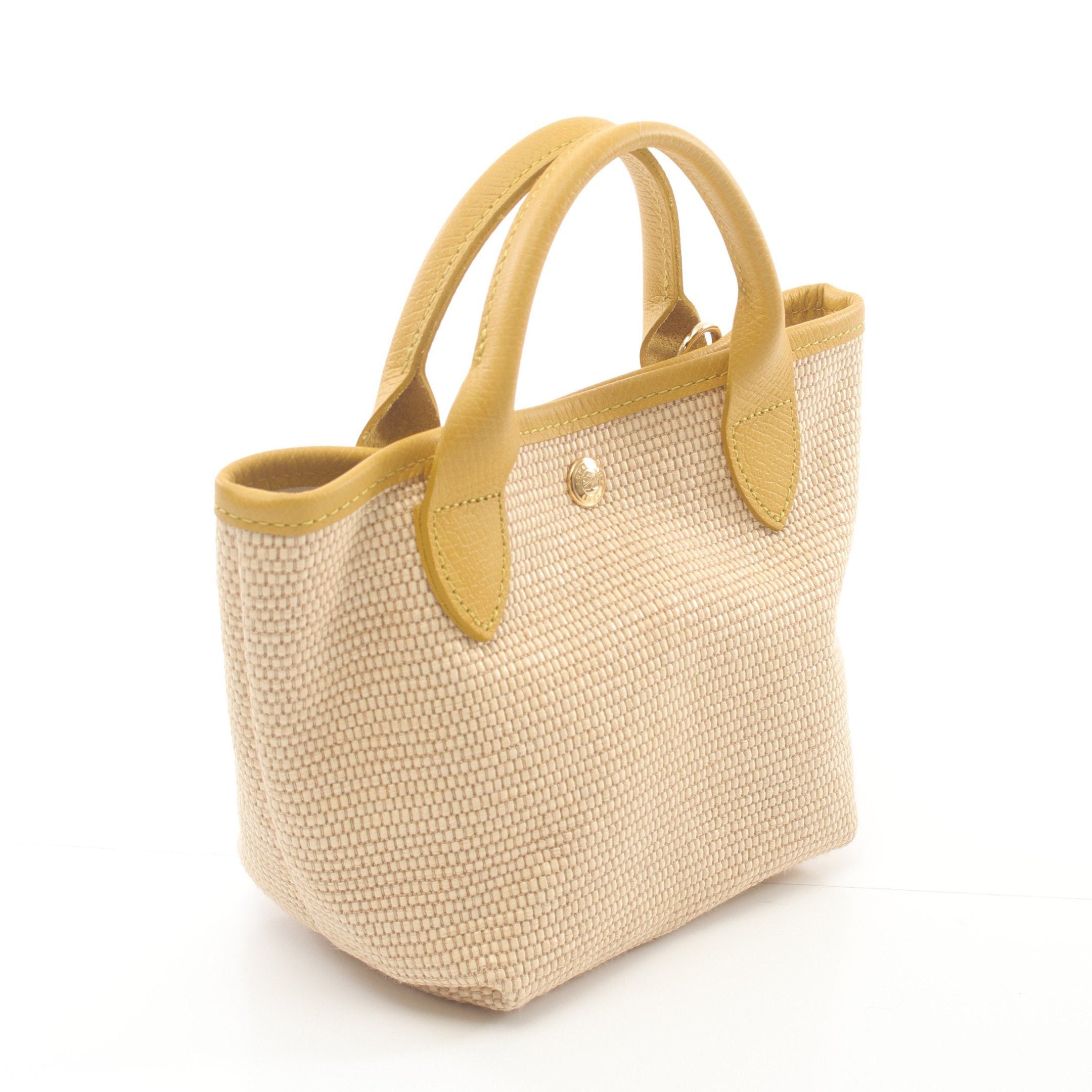 Longchamp Longchamp Le Preage Paris Xs Saint-Tropez Handbag Basket Bag Raffia Leather Beige Yellow Size ONE SIZE - 2 Thumbnail