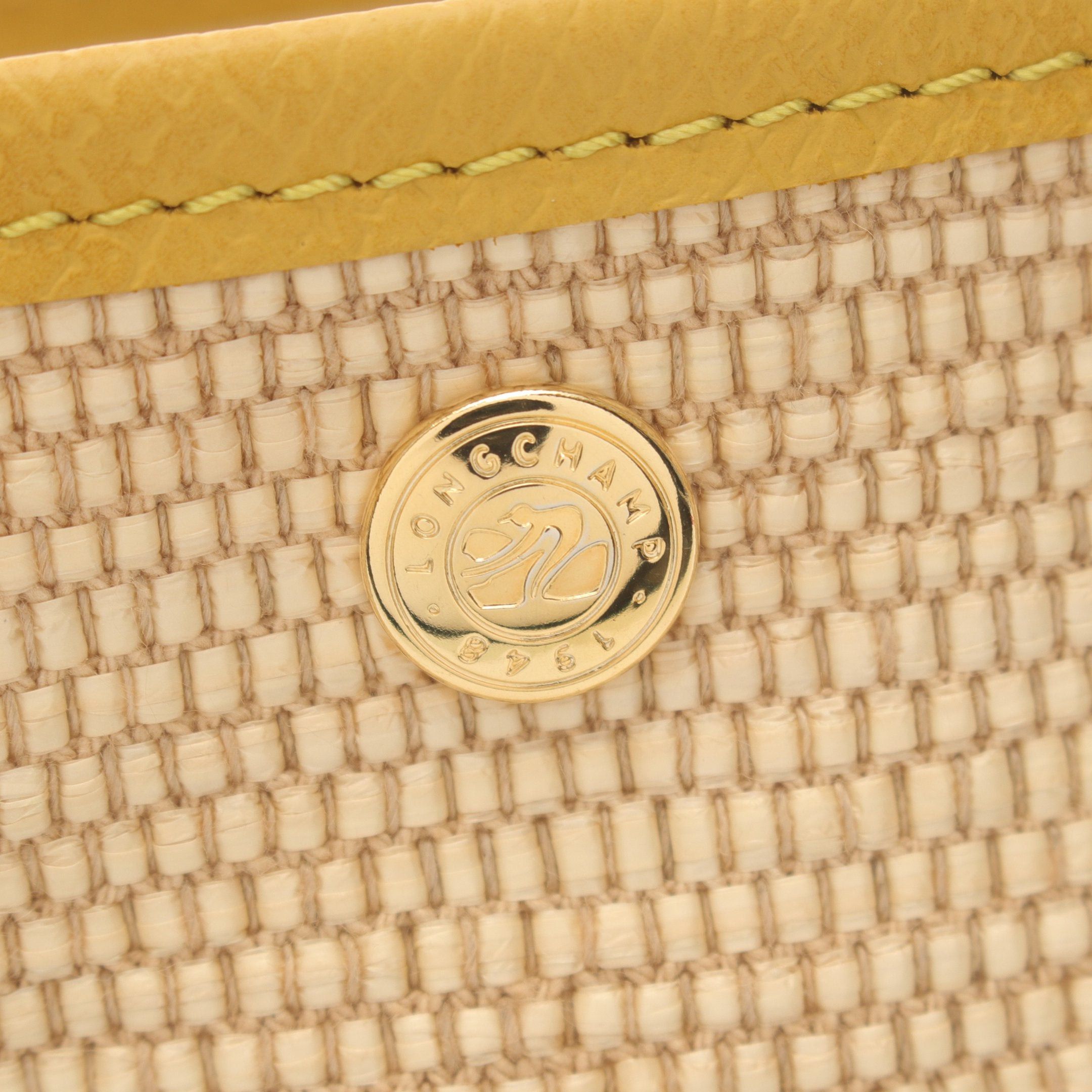 Longchamp Longchamp Le Preage Paris Xs Saint-Tropez Handbag Basket Bag Raffia Leather Beige Yellow Size ONE SIZE - 4 Thumbnail