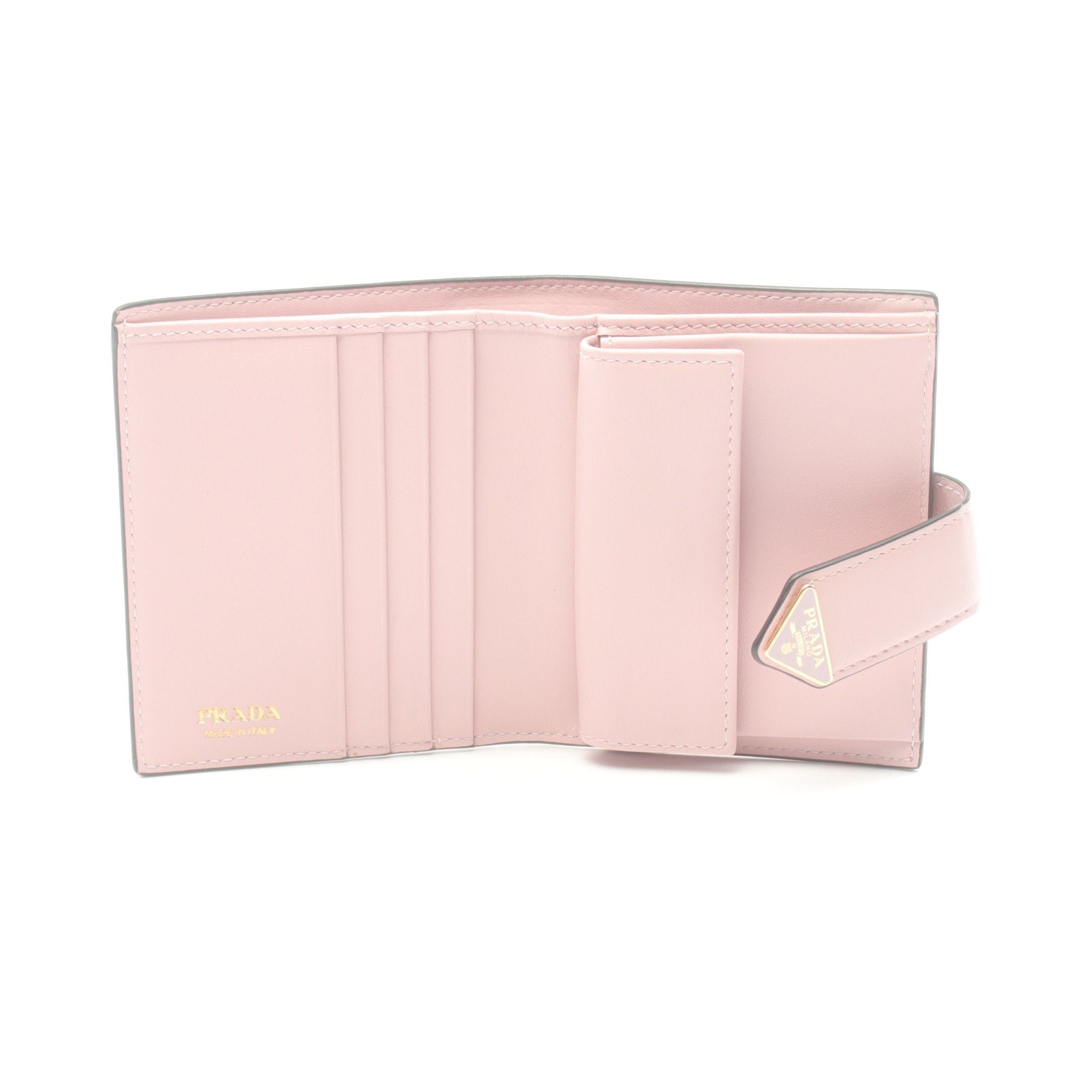 Prada Prada Bi-Fold Wallet Saffiano Leather Gray Light Pink Size ONE SIZE - 3 Thumbnail