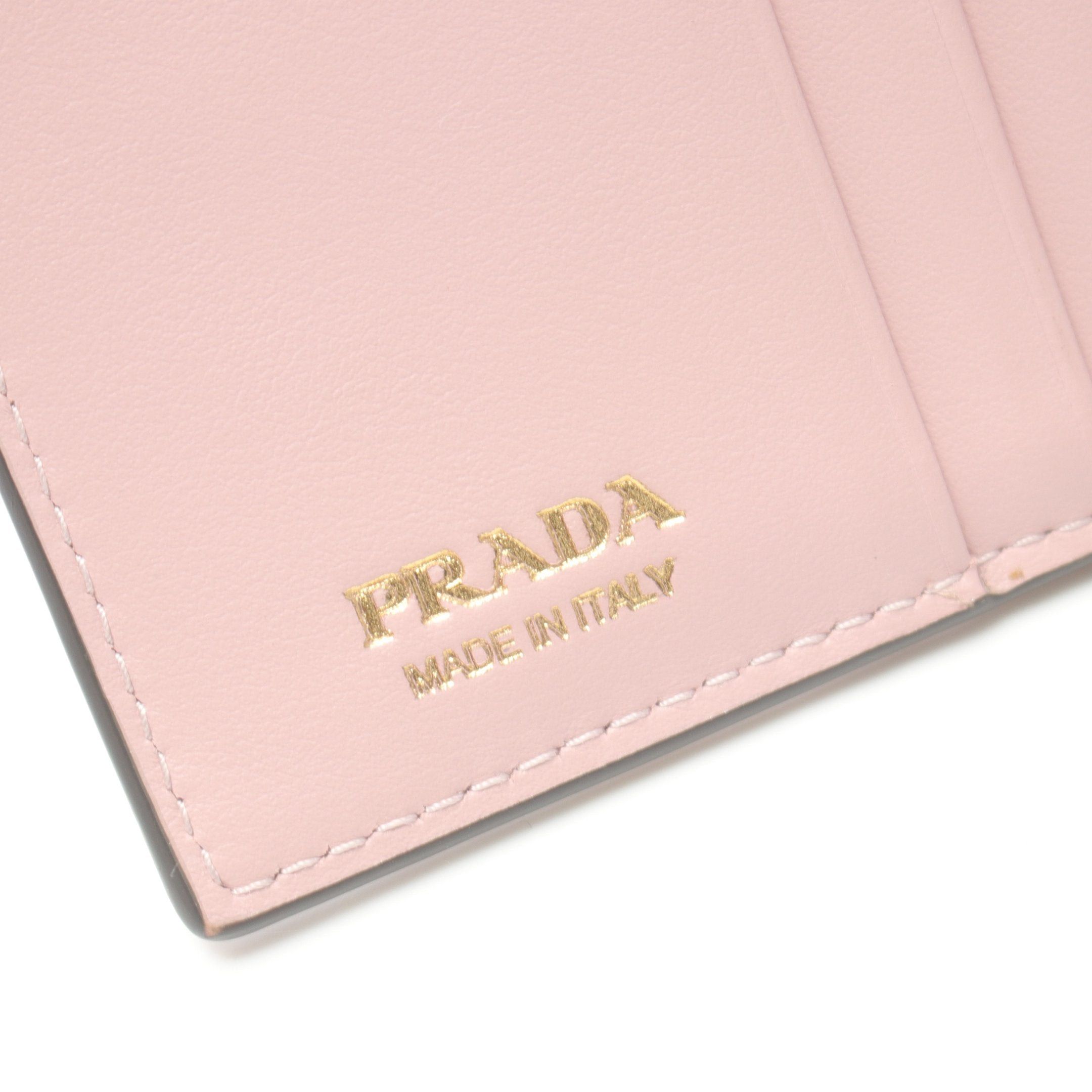 Prada Prada Bi-Fold Wallet Saffiano Leather Gray Light Pink Size ONE SIZE - 4 Thumbnail