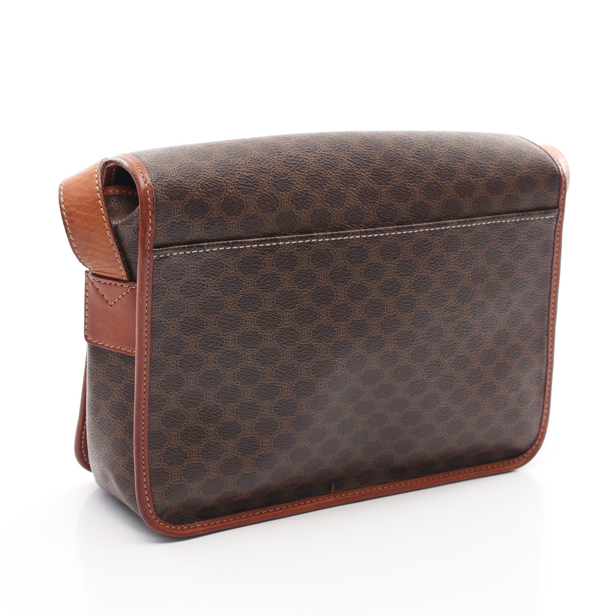 Celine Celine Macadam Shoulder Bag Leather Dark Brown Beige Size ONE SIZE - 2 Thumbnail