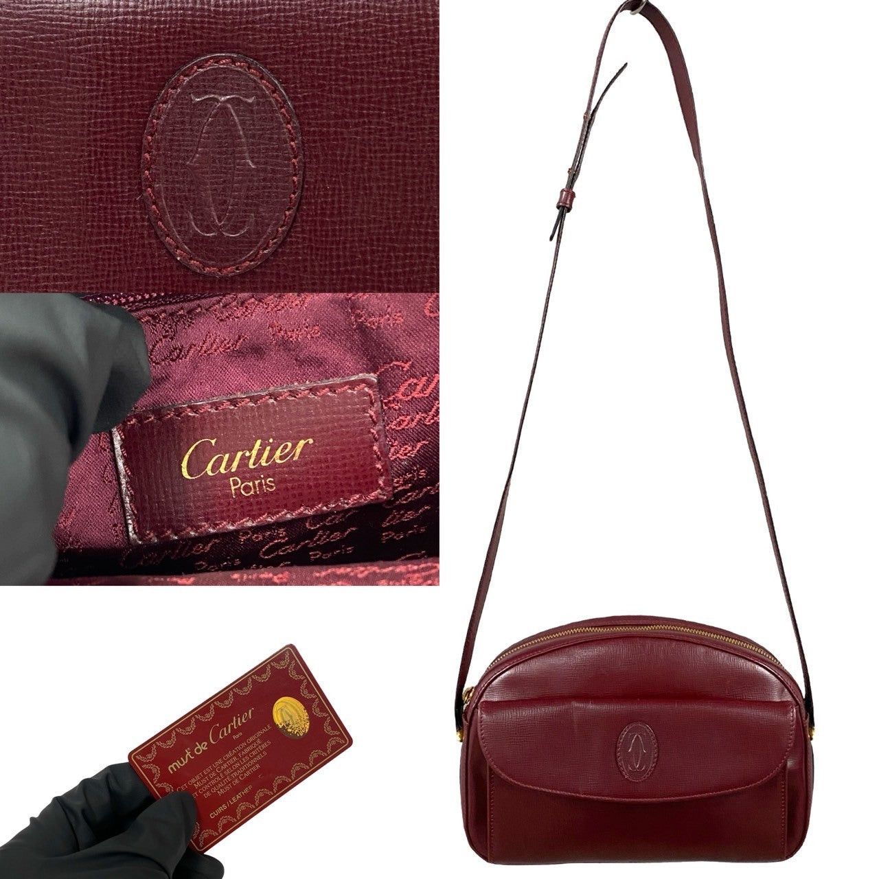 Cartier Cartier Shoulder Bag Wine Leather Size ONE SIZE - 3 Thumbnail