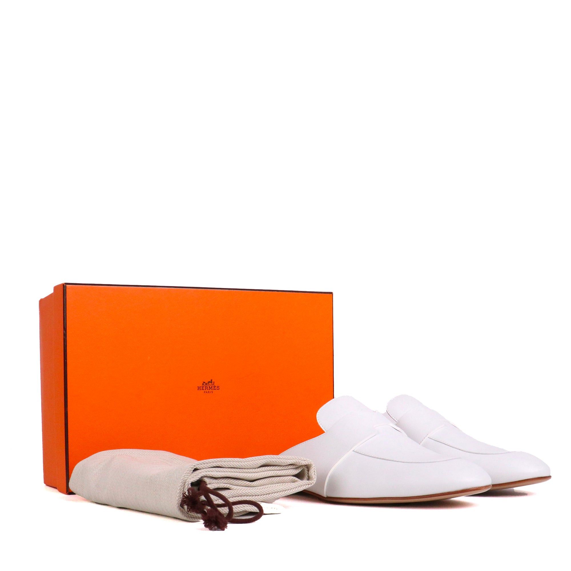 Hermes HERMÈS - Catena Hermès mules in white leather (T41) Size US 6 / IT 36 - 7 Thumbnail