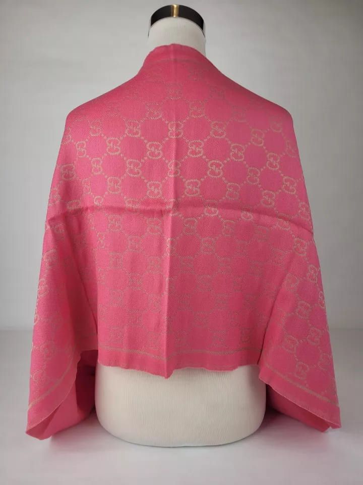 Gucci Bright Pink Metallic Gold ssima Wool Blend Scarf Size ONE SIZE - 6 Thumbnail