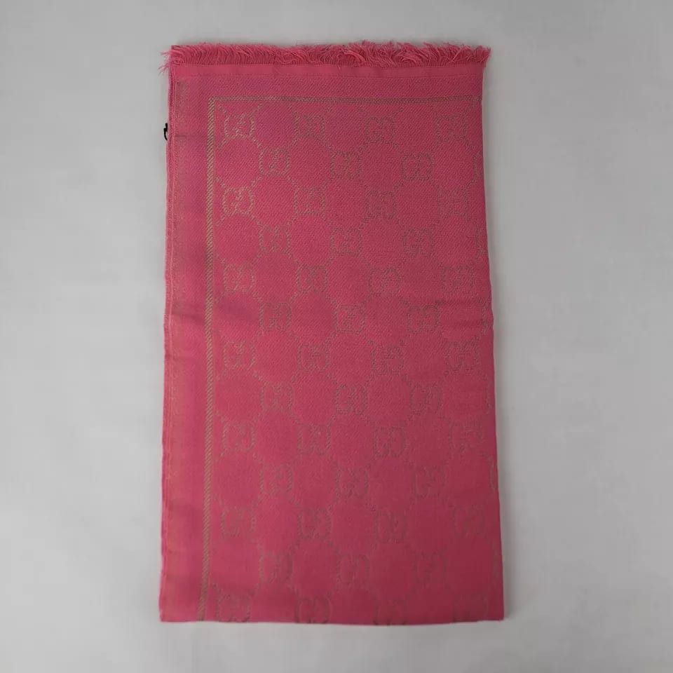 Gucci Bright Pink Metallic Gold ssima Wool Blend Scarf Size ONE SIZE - 5 Thumbnail