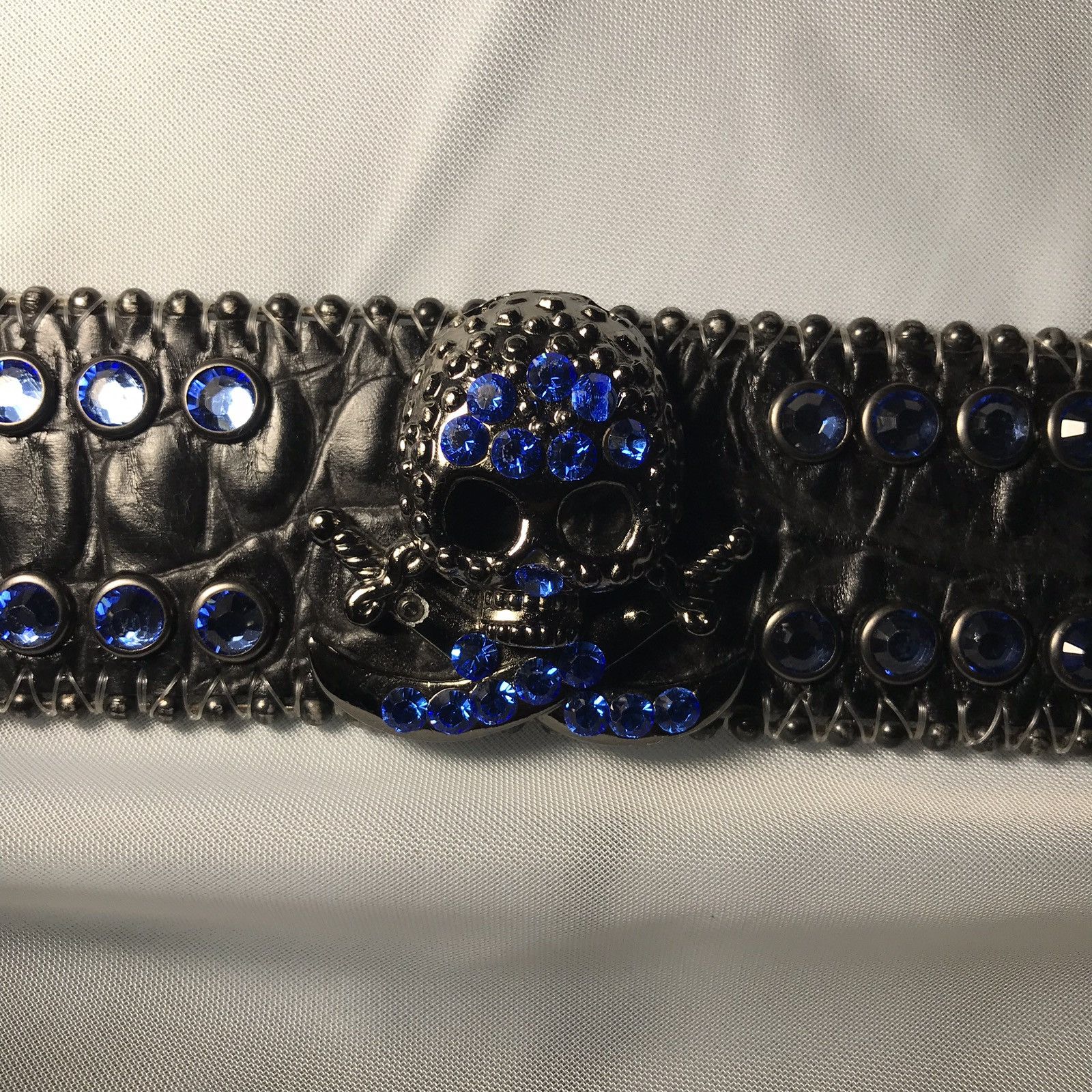 B.B. Simon Sapphire Skull Belt Size 32 - 6 Thumbnail