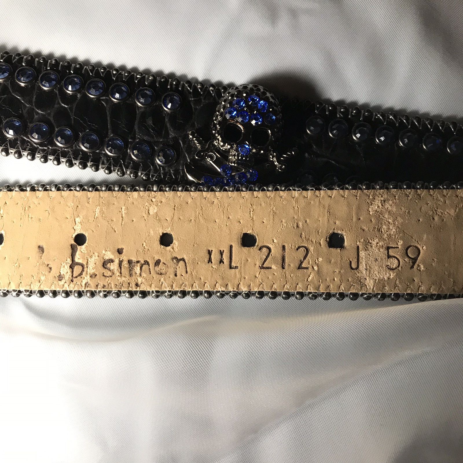 B.B. Simon Sapphire Skull Belt Size 32 - 9 Thumbnail