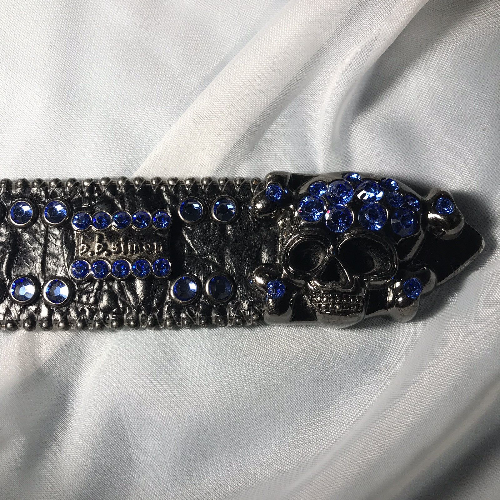 B.B. Simon Sapphire Skull Belt Size 32 - 8 Thumbnail