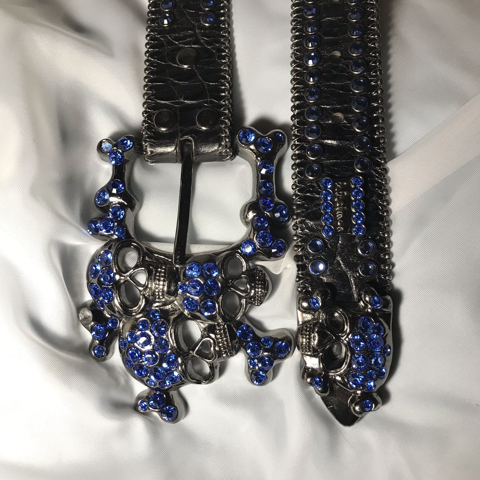B.B. Simon Sapphire Skull Belt Size 32 - 1 Thumbnail