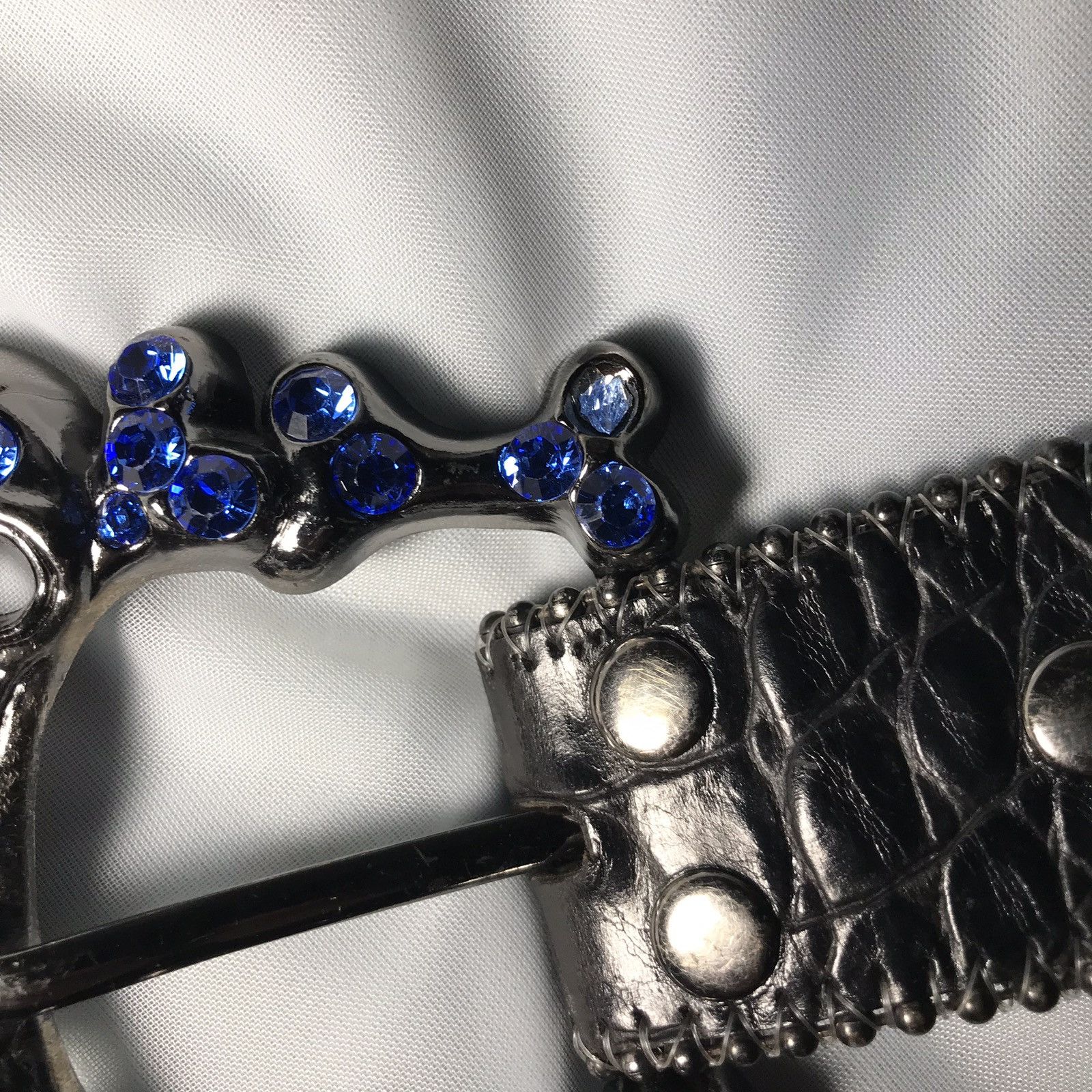 B.B. Simon Sapphire Skull Belt Size 32 - 3 Thumbnail