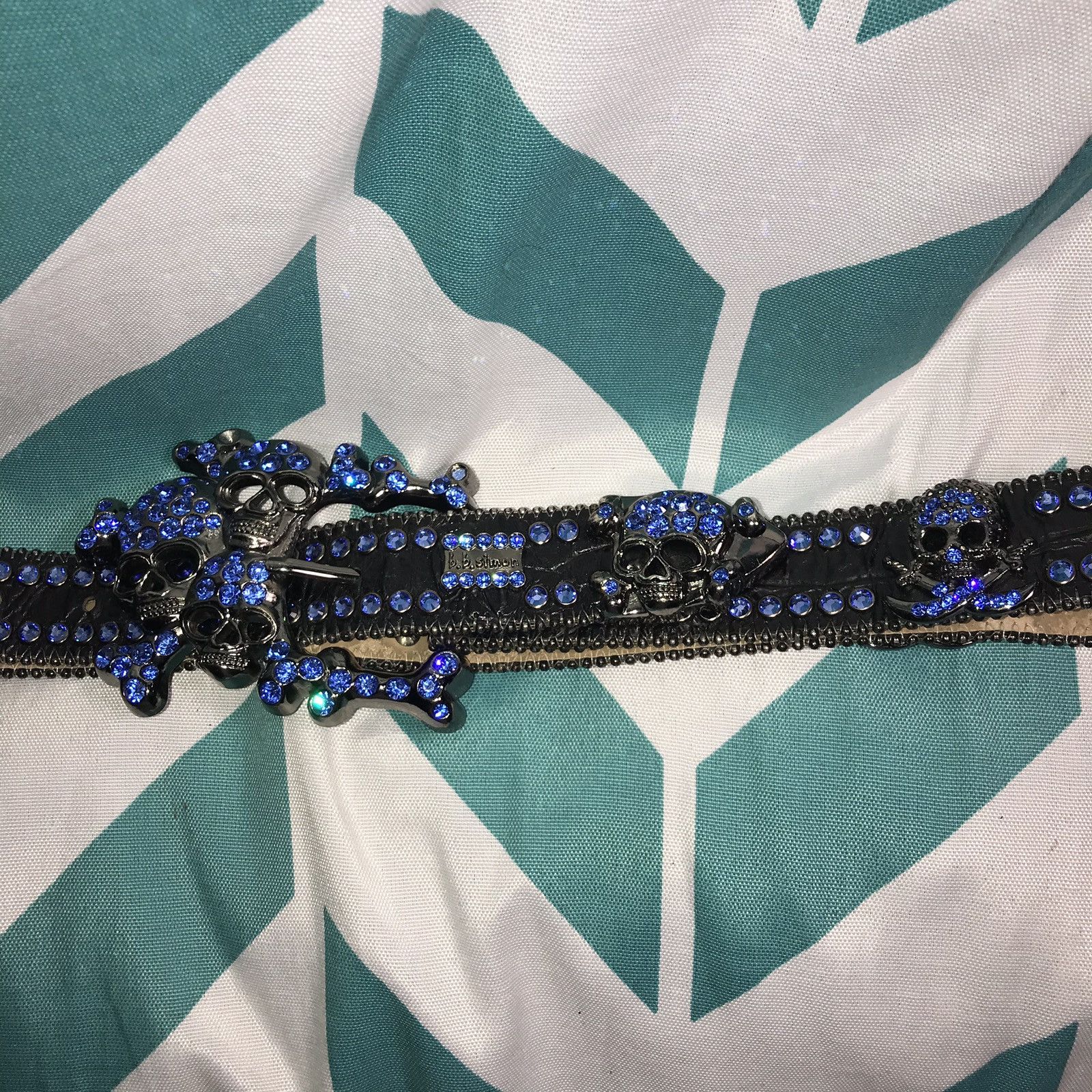 B.B. Simon Sapphire Skull Belt Size 32 - 10 Thumbnail