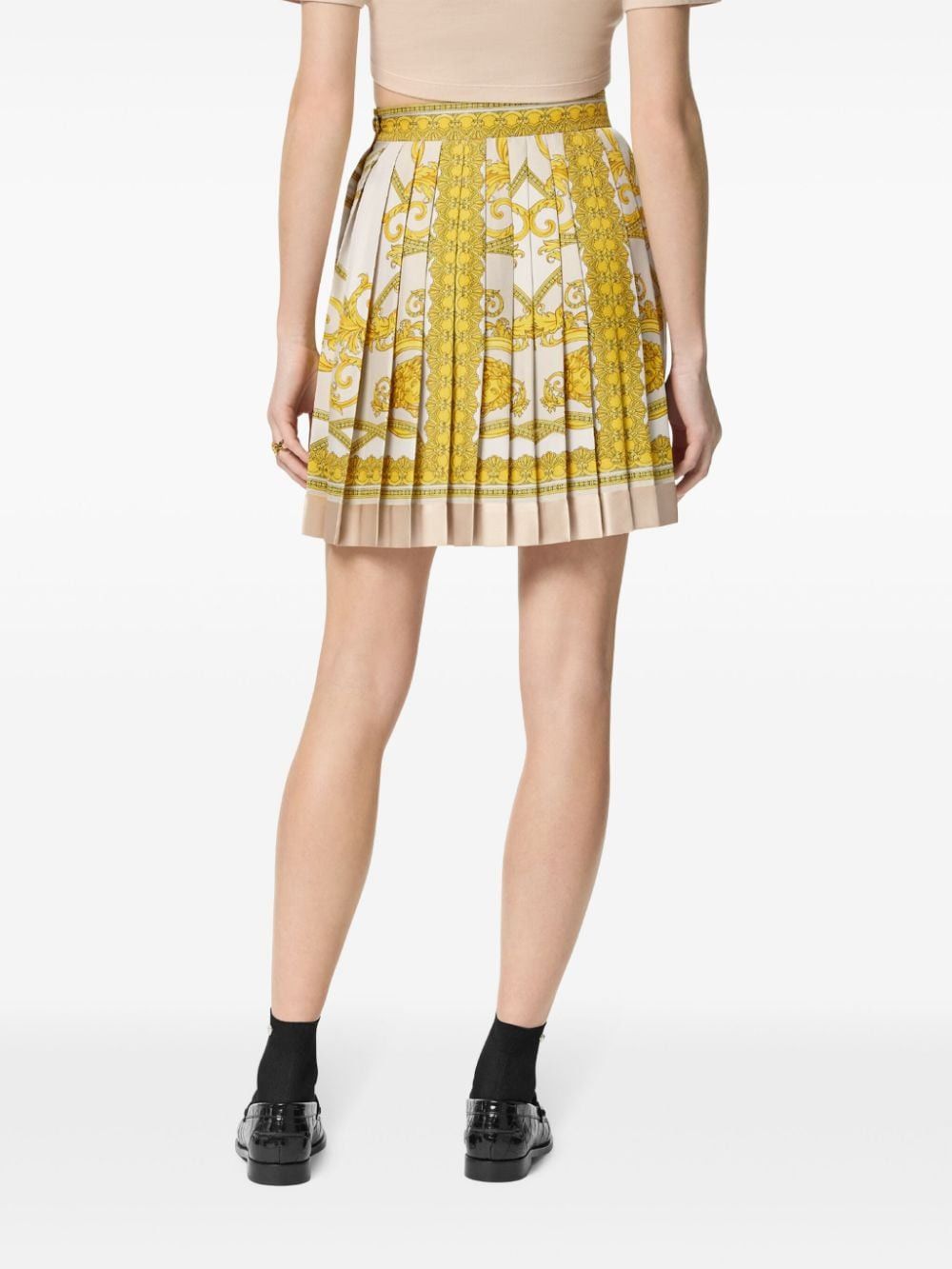 Versace BAROCCO PRINT SILK PLEATED MINI SKIRT Size 27" / US 4 / IT 40 - 4 Thumbnail