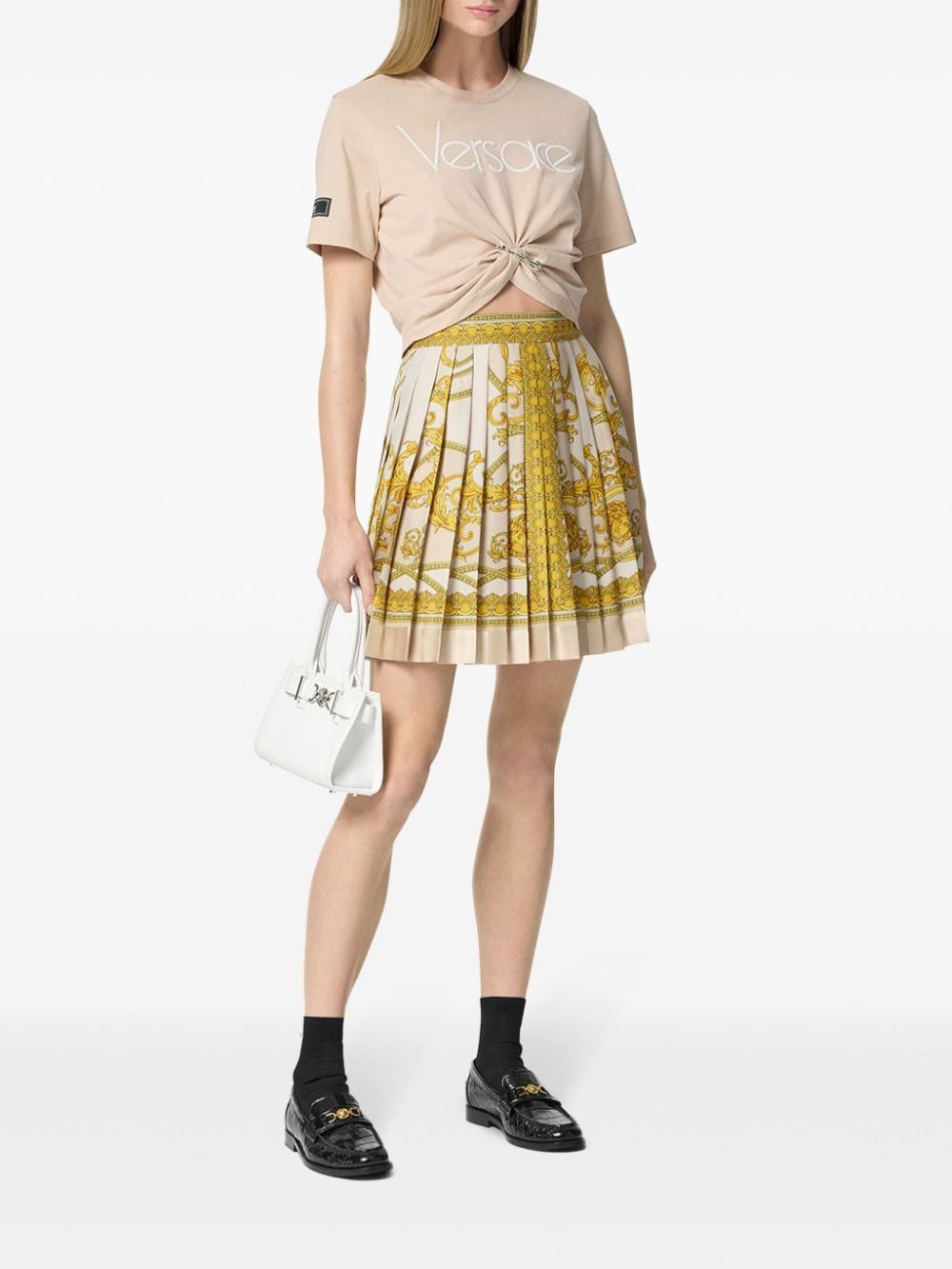 Versace BAROCCO PRINT SILK PLEATED MINI SKIRT Size 27" / US 4 / IT 40 - 2 Thumbnail