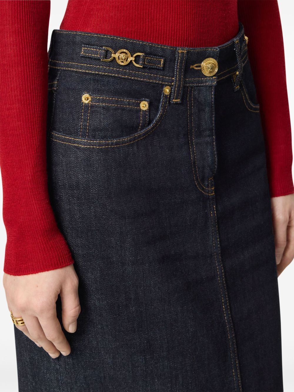 Versace DENIM LONG SKIRT Size 27" / US 4 / IT 40 - 4 Thumbnail