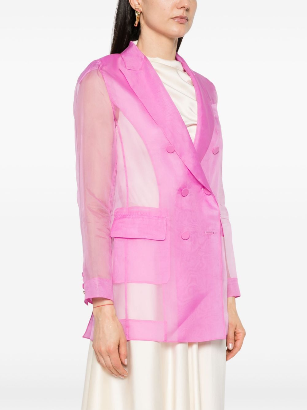 Max Mara SILK DOUBLE-BREASTED BLAZER JACKET Size S / US 4 / IT 40 - 2 Thumbnail