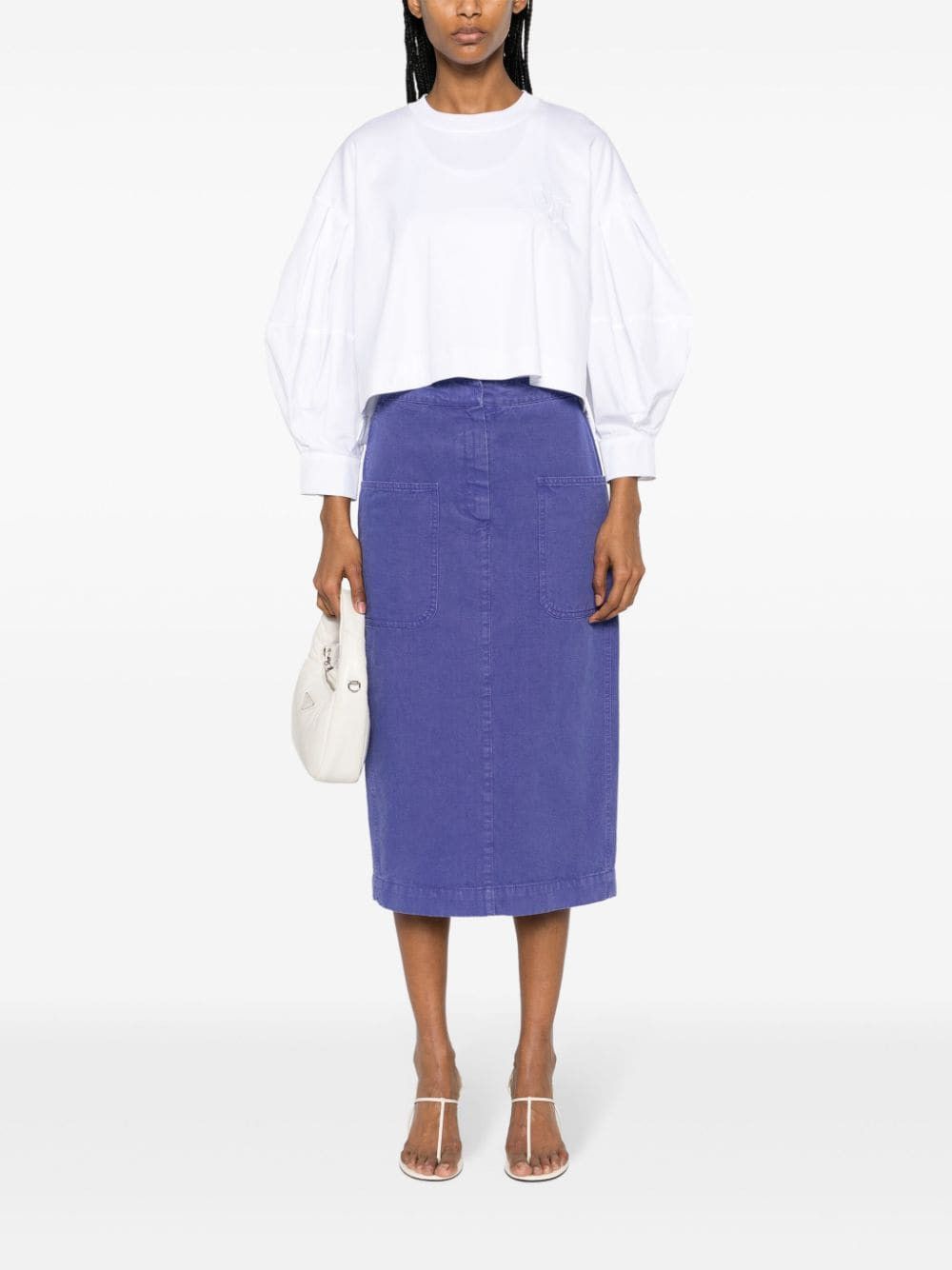 Max Mara COTTON MIDI SKIRT Size 27" / US 4 / IT 40 - 3 Thumbnail