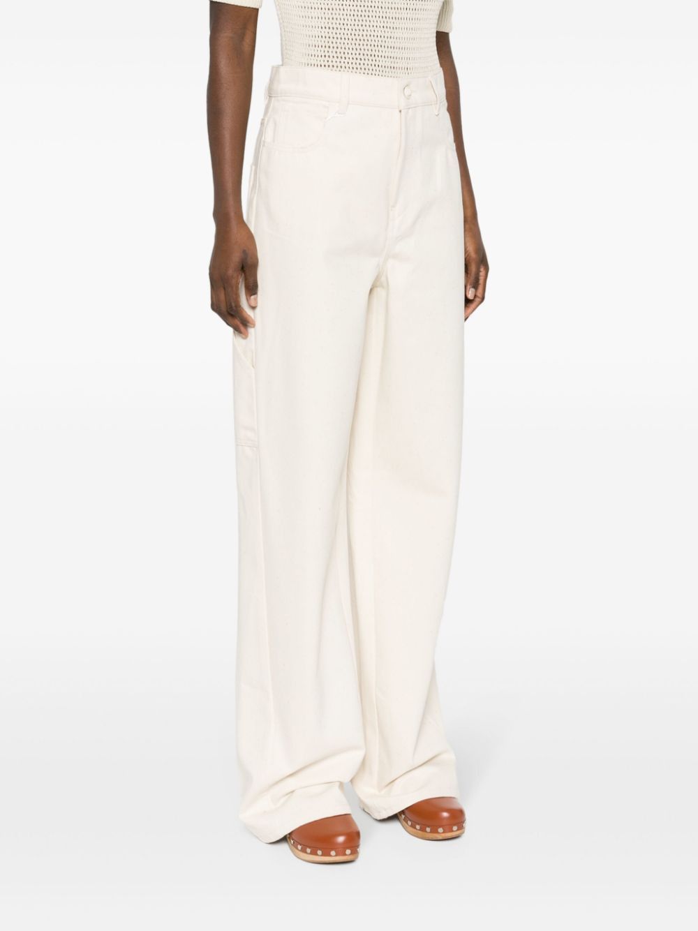 Max Mara WIDE-LEG COTTON TROUSERS Size 27" / US 4 / IT 40 - 4 Thumbnail