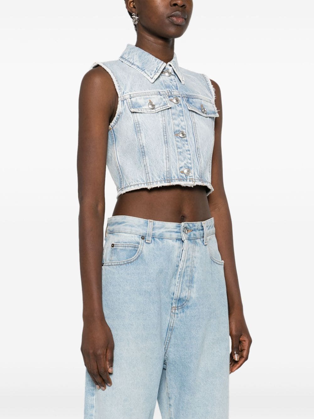 Sportmax DENIM COTTON CROPPED VEST Size S / US 4 / IT 40 - 3 Thumbnail