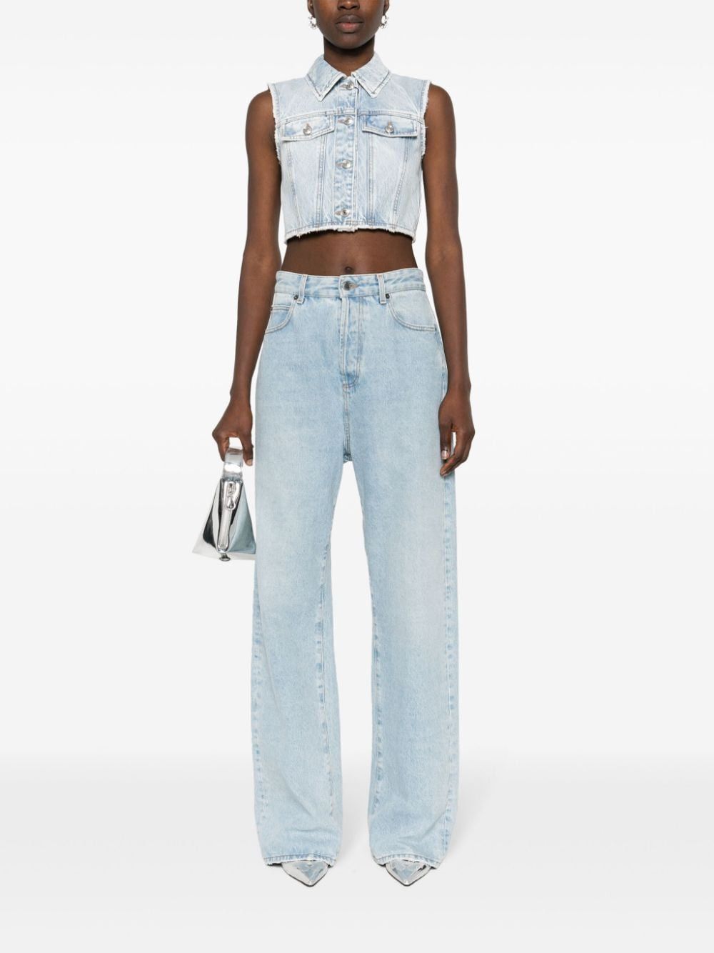 Sportmax DENIM COTTON CROPPED VEST Size S / US 4 / IT 40 - 4 Thumbnail