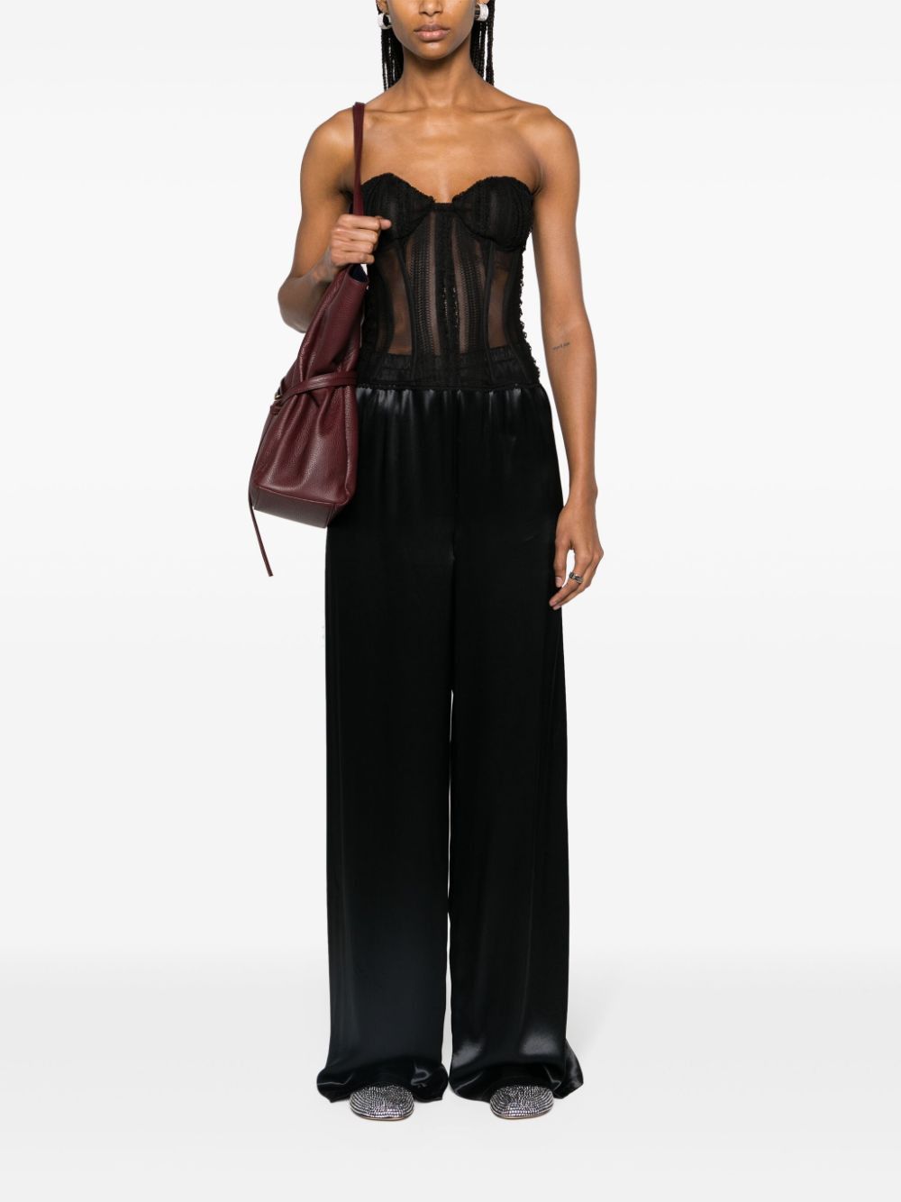 Salvatore Ferragamo SATIN WIDE LEG TROUSERS Size 27" / US 4 / IT 40 - 4 Thumbnail