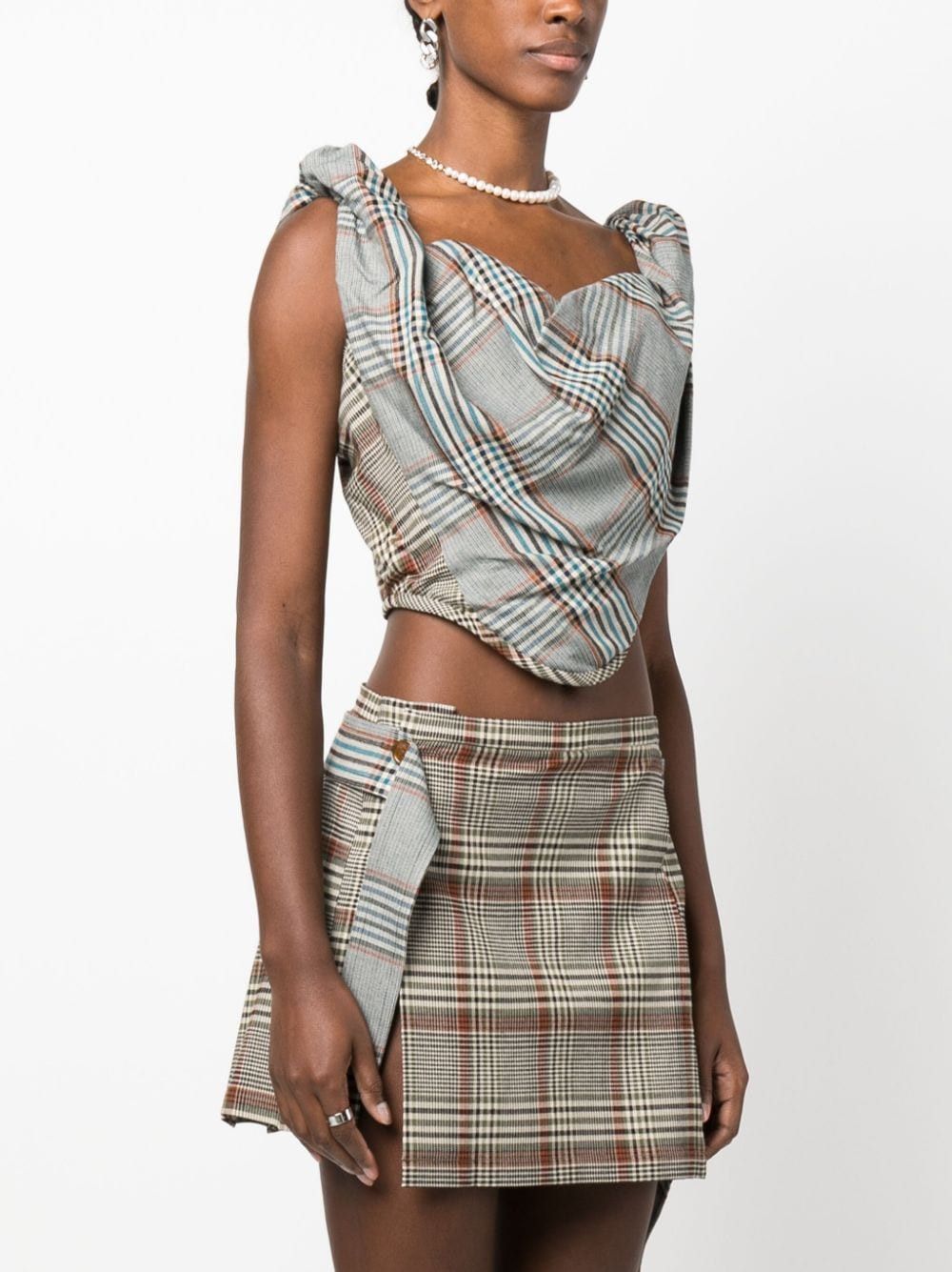Vivienne Westwood SWEETHEART NECKLINE CHECKED CORSET TOP Size S / US 4 / IT 40 - 3 Thumbnail