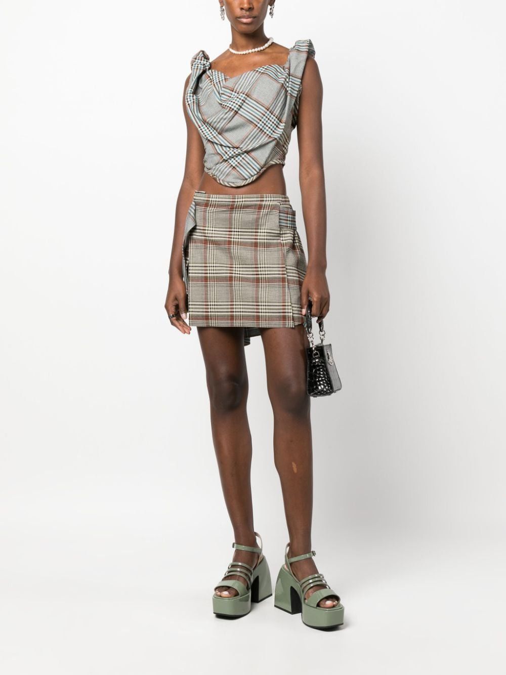 Vivienne Westwood SWEETHEART NECKLINE CHECKED CORSET TOP Size S / US 4 / IT 40 - 4 Thumbnail