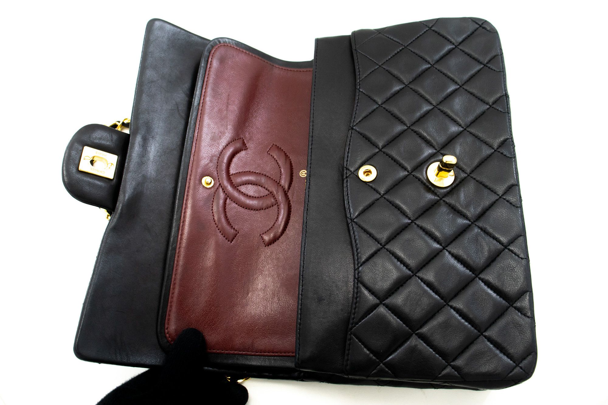 Chanel Double Flap Black Leather Shoulder Bag (Pre-Owned) Size ONE SIZE - 12 Thumbnail