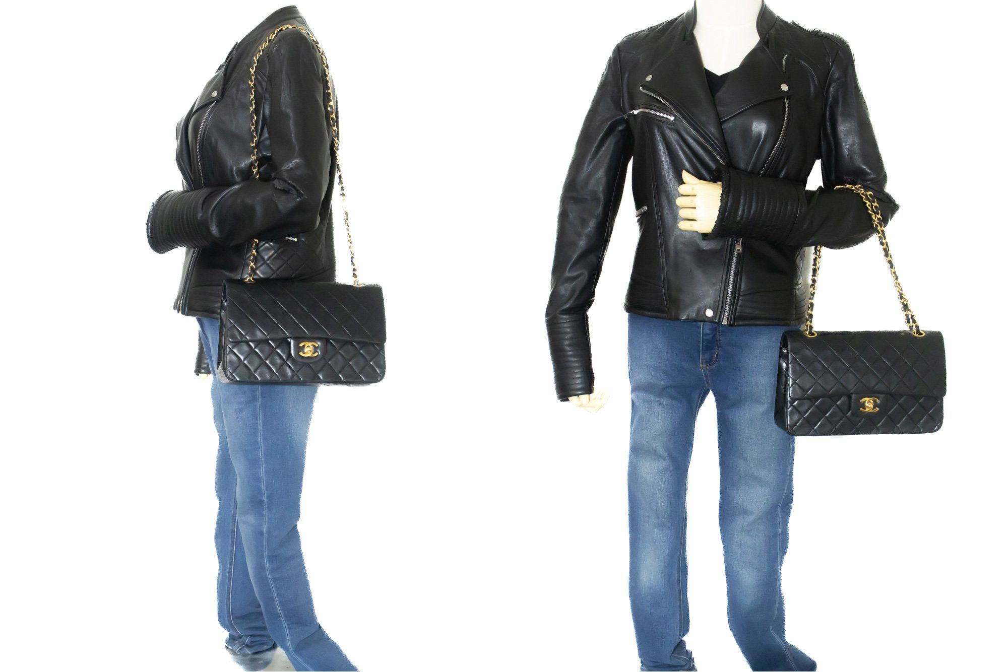 Chanel Double Flap Black Leather Shoulder Bag (Pre-Owned) Size ONE SIZE - 9 Thumbnail