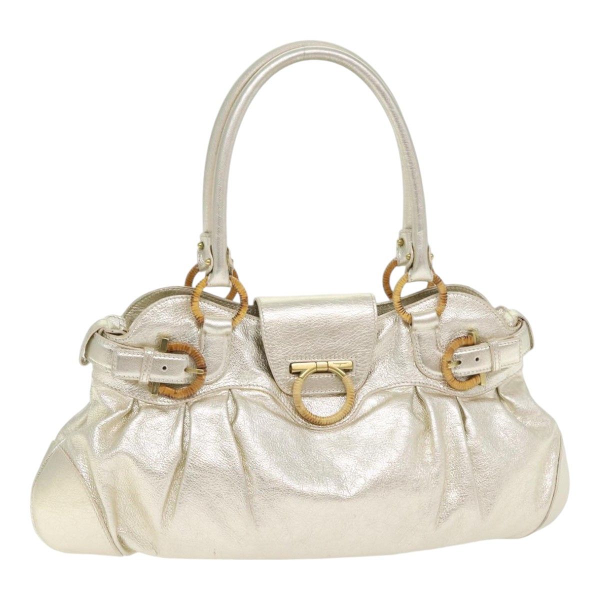 Salvatore Ferragamo Marisa Gold Leather Handbag (Pre-Owned) Size ONE SIZE - 17 Thumbnail