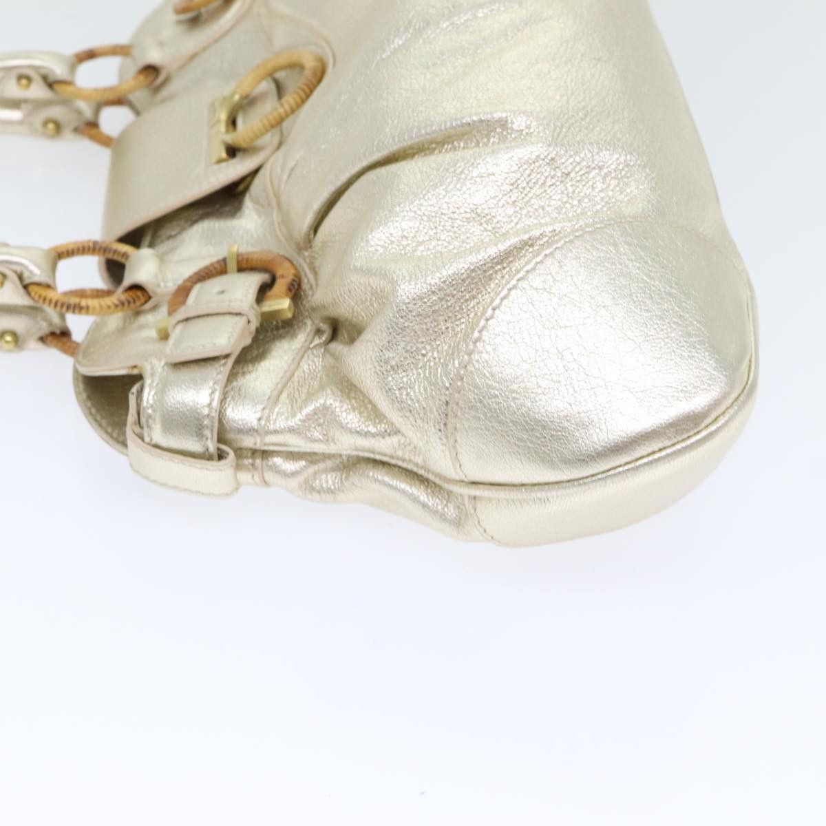 Salvatore Ferragamo Marisa Gold Leather Handbag (Pre-Owned) Size ONE SIZE - 4 Thumbnail
