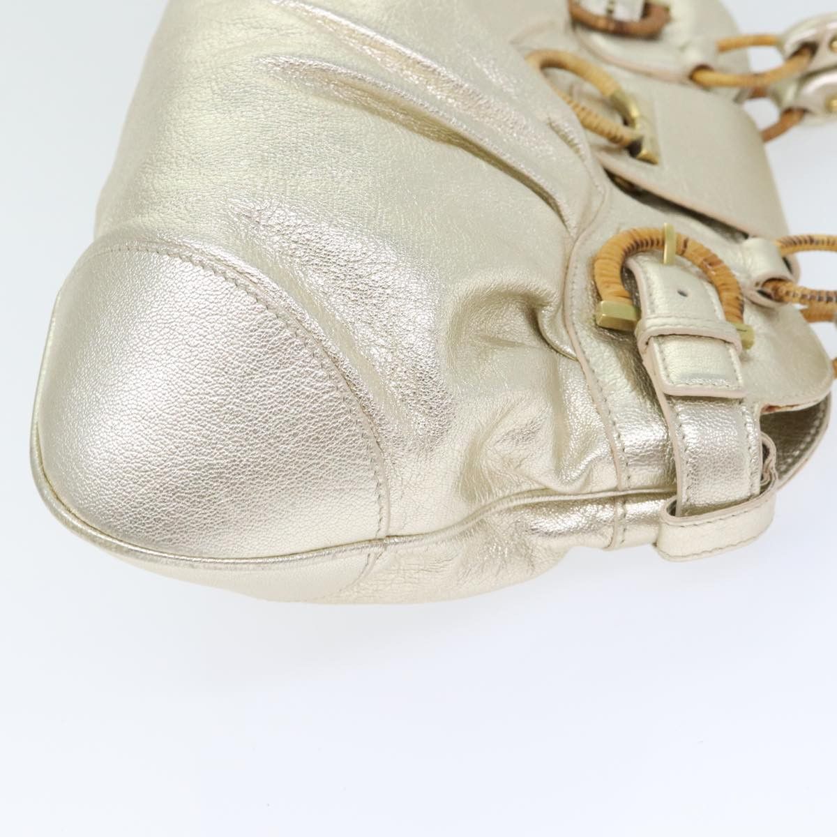 Salvatore Ferragamo Marisa Gold Leather Handbag (Pre-Owned) Size ONE SIZE - 3 Thumbnail