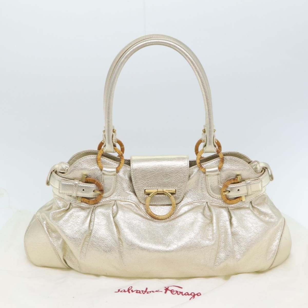 Salvatore Ferragamo Marisa Gold Leather Handbag (Pre-Owned) Size ONE SIZE - 15 Thumbnail