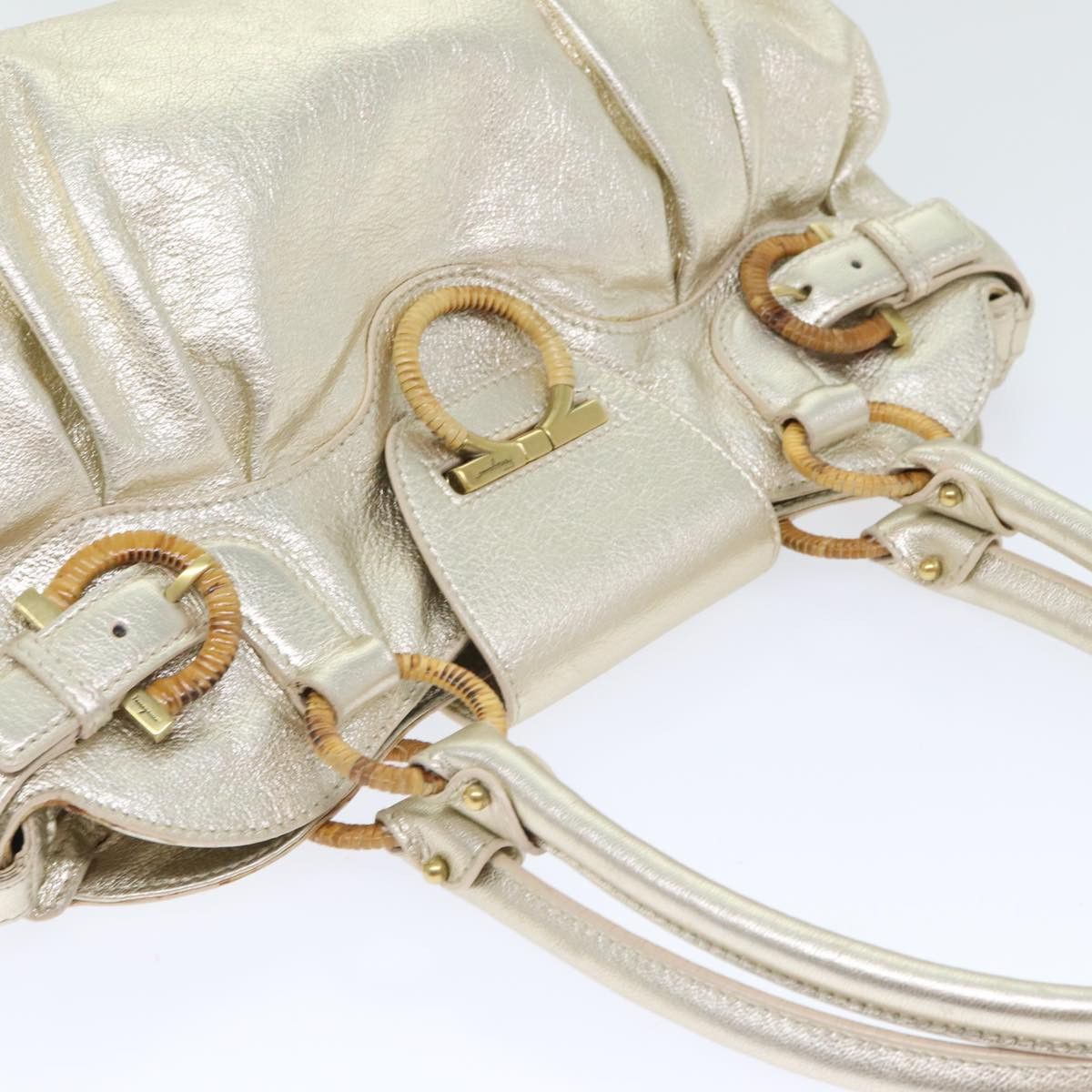 Salvatore Ferragamo Marisa Gold Leather Handbag (Pre-Owned) Size ONE SIZE - 18 Thumbnail